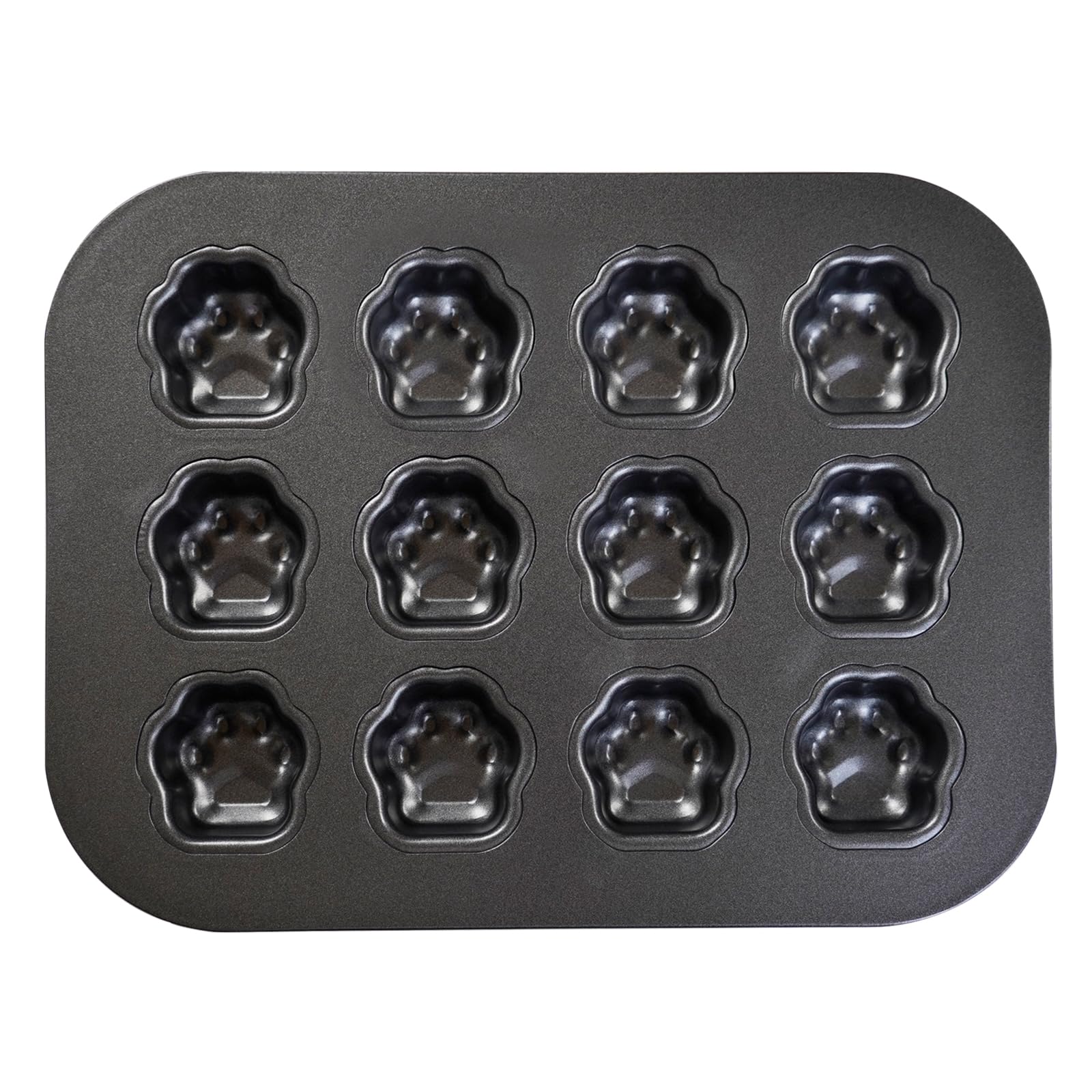 Elesinsoz 12 Cup Mini Dog Cat Paw Print Shaped Madeleine Baking Pan Nonstick Frozen Puppy Treat Cookie Biscuit Cupcake Muffin Ca