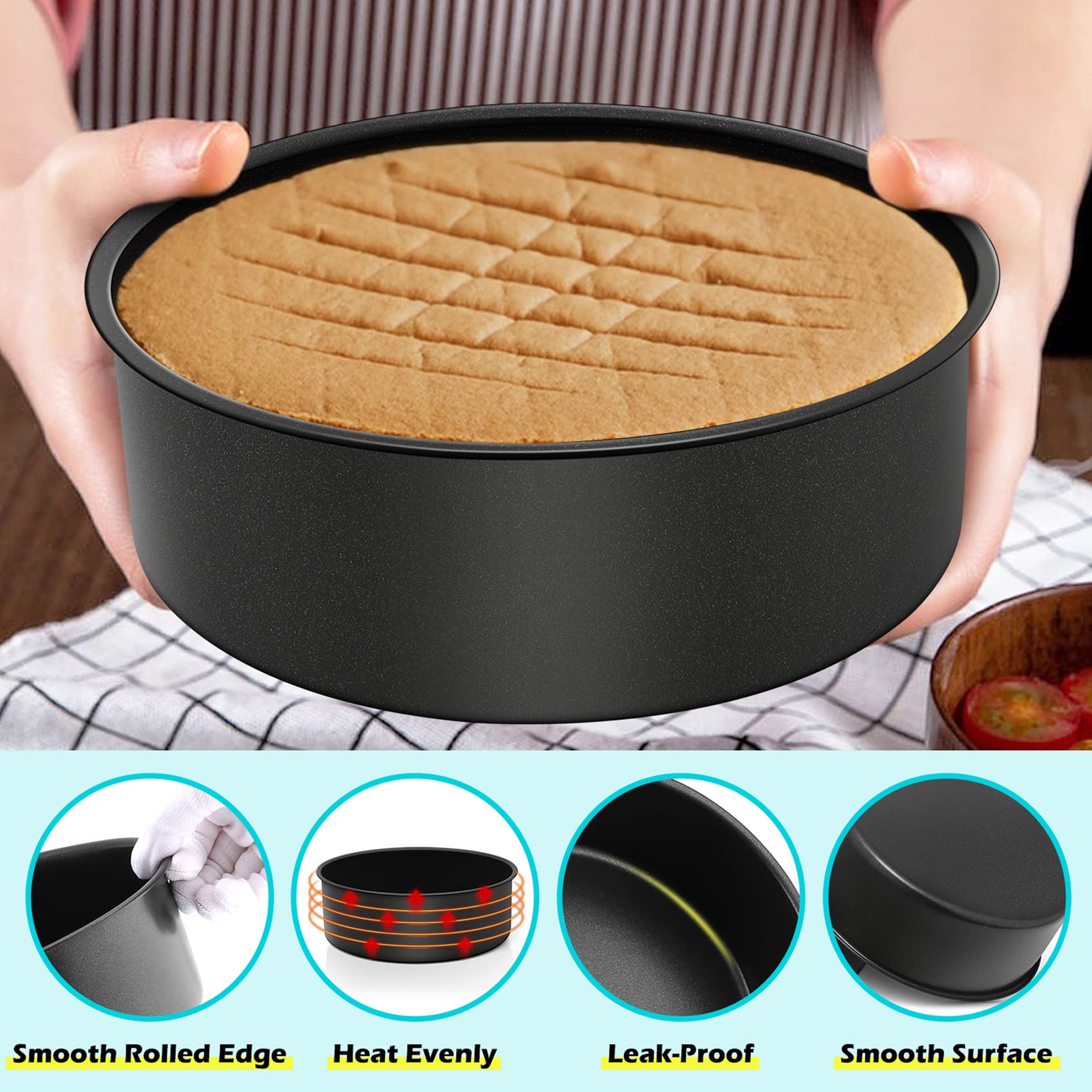 Lianyu 8    3 Inch Cake Pan Set Of 3, Deep Round Cake Mold For Baking, Nonstick Stainless Steel Baking Pan For Cake, Cake Tin Ba