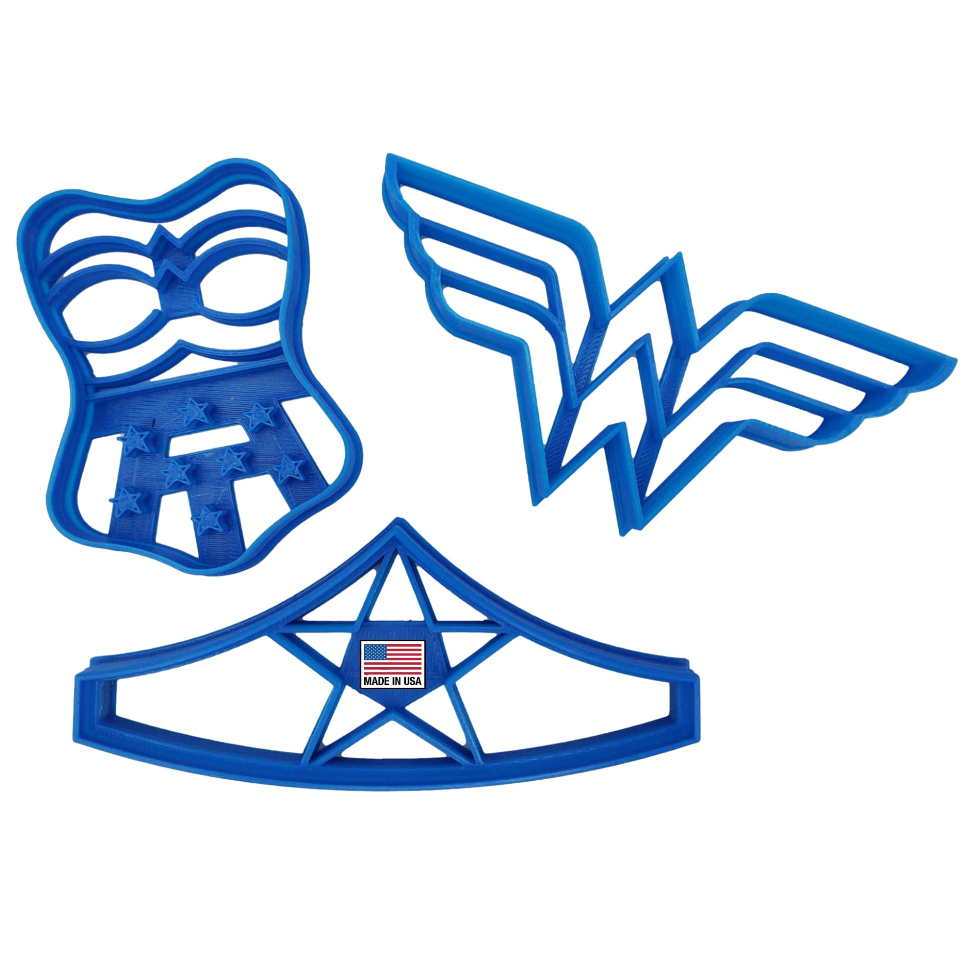 SUPERHERO COOKIE CUTTERS INSPIRED BY WONDER WOMAN. Inspired by Wonder Woman Corset/Suit, Tiara/Crown and Logo/Symbol Cookie Cutt