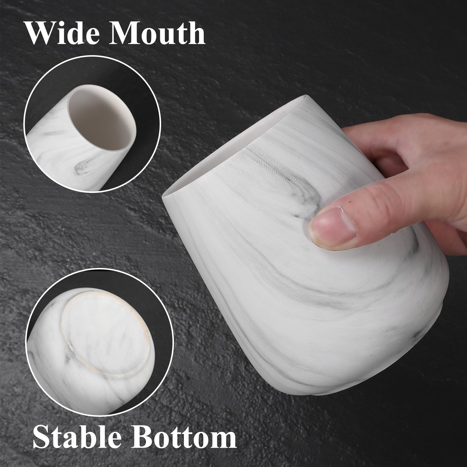 2Pcs Toothbrush Holder For Bathroom - Marble White Ceramic Tooth Brushing Holders Set, Toothbrush Cup & Toothpaste Organizer For