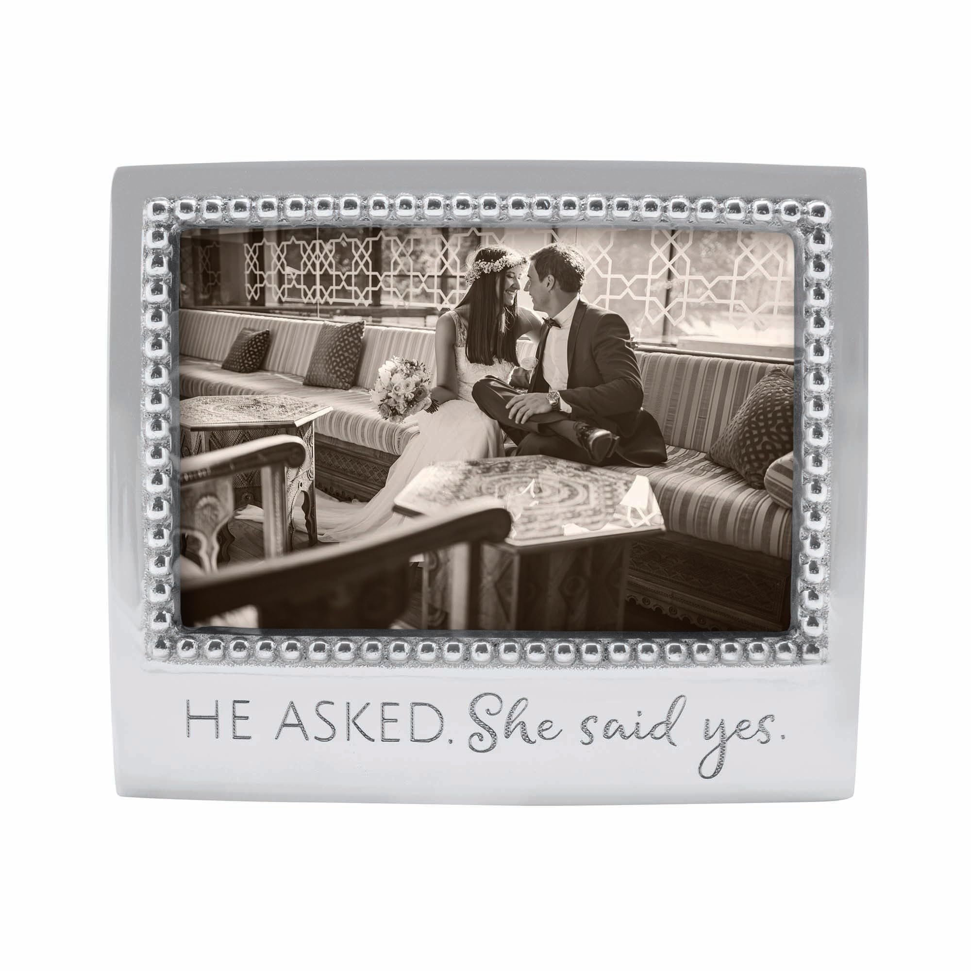 Mariposa He Asked. She said Yes Frame, Silver, 4 x 6