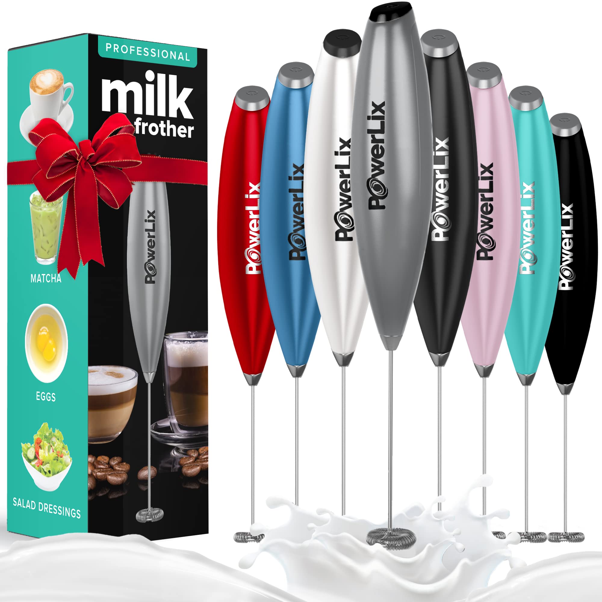 Powerlix Milk Frother Handheld Battery Operated Electric Whisk Beater Matcha Whisk Foam Maker For Coffee, Latte, Cappuccino, Hot