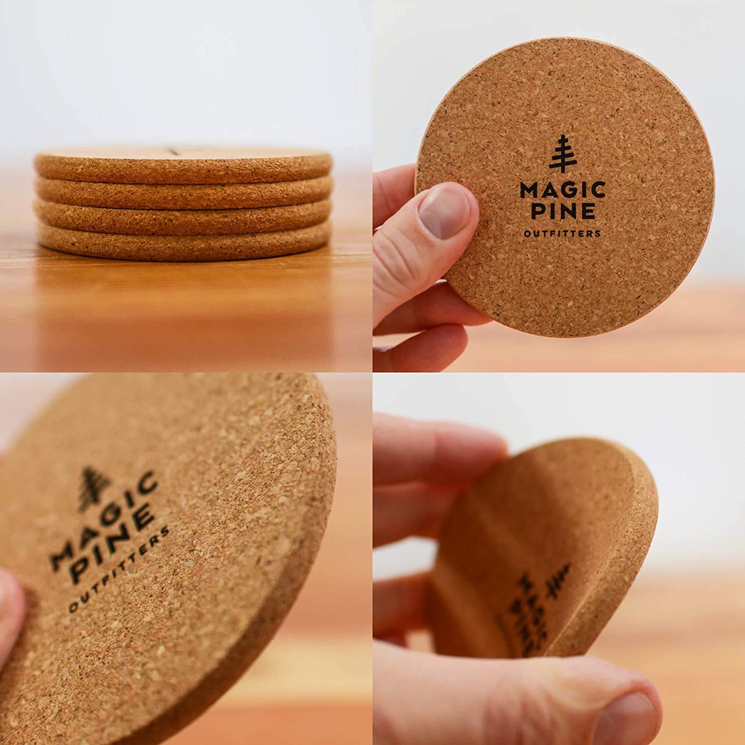 Fish Coasters (Set of 4) - Sustainable Absorbent Cork - Unique Gift for Guys - Car Coasters for Bass Fishermen  Freshwater  Saltwater  Coastal Decor  A Birthday Gift for Men - Fun Drink Mats