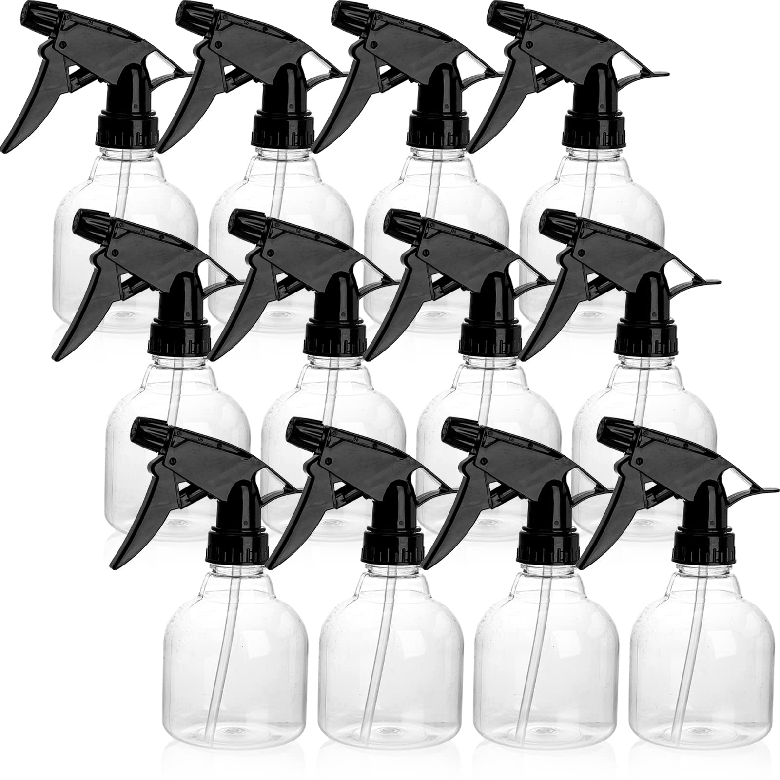 Bekith 12 Pack 8 Oz Empty Plastic Spray Bottle With Black Trigger Sprayers - Adjustable Head Sprayer From Fine To Stream - Refil