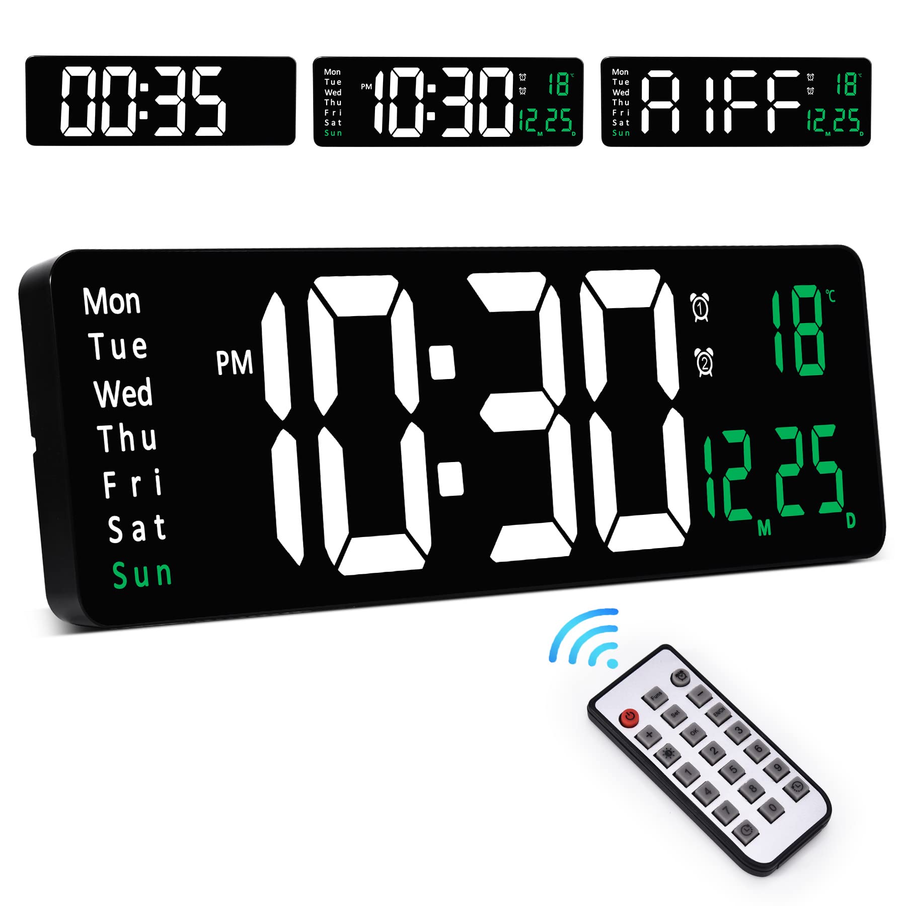 Sukeen Abs Wall Clock,Large Digital Wall Clock With Remote Control,16 Led Large Display Count Up & Down,10-Level Dimming,Alarm C