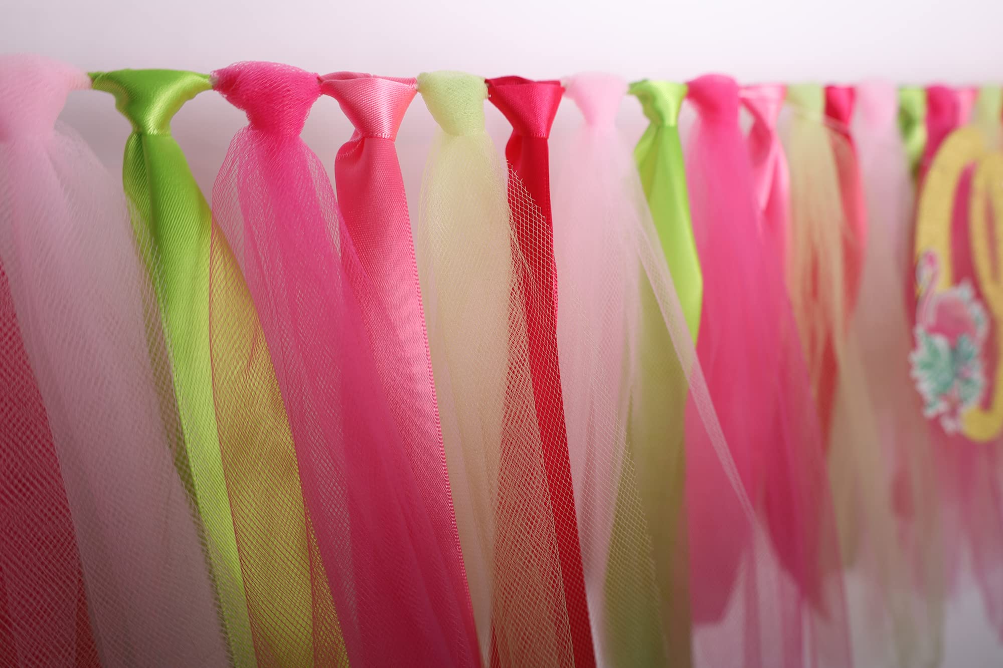 Flamingo Highchair Banner Decoration For Baby - 1St First Birthday Banner, High Chair Fabric Garland Party Supplies, Red Yellow