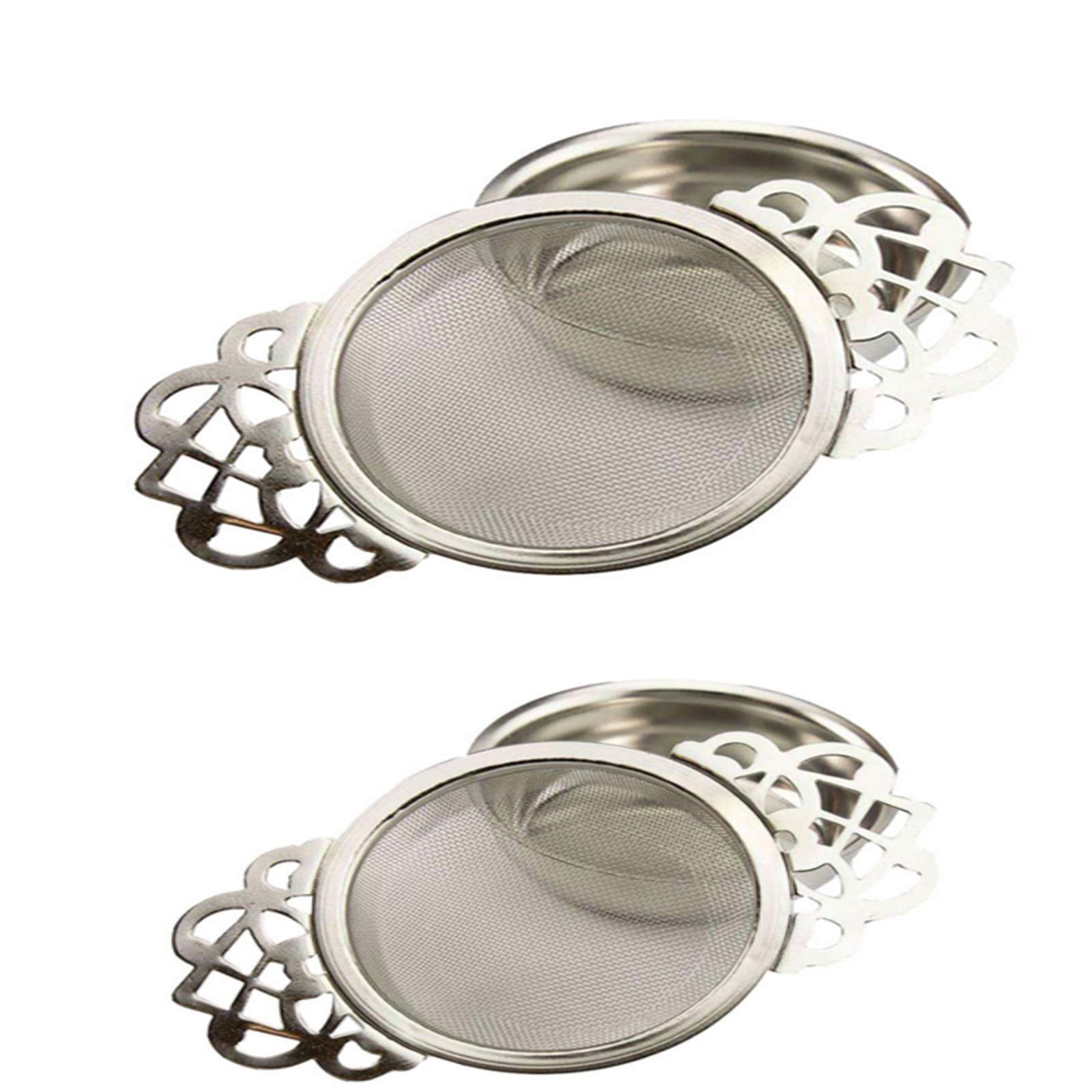 2 Pack Tea Strainers With Drip Bowls,Stainless Steel Loose Leaf Tea Strainers-The Empress Tea Strainer Mesh Tea Infuse With Doub