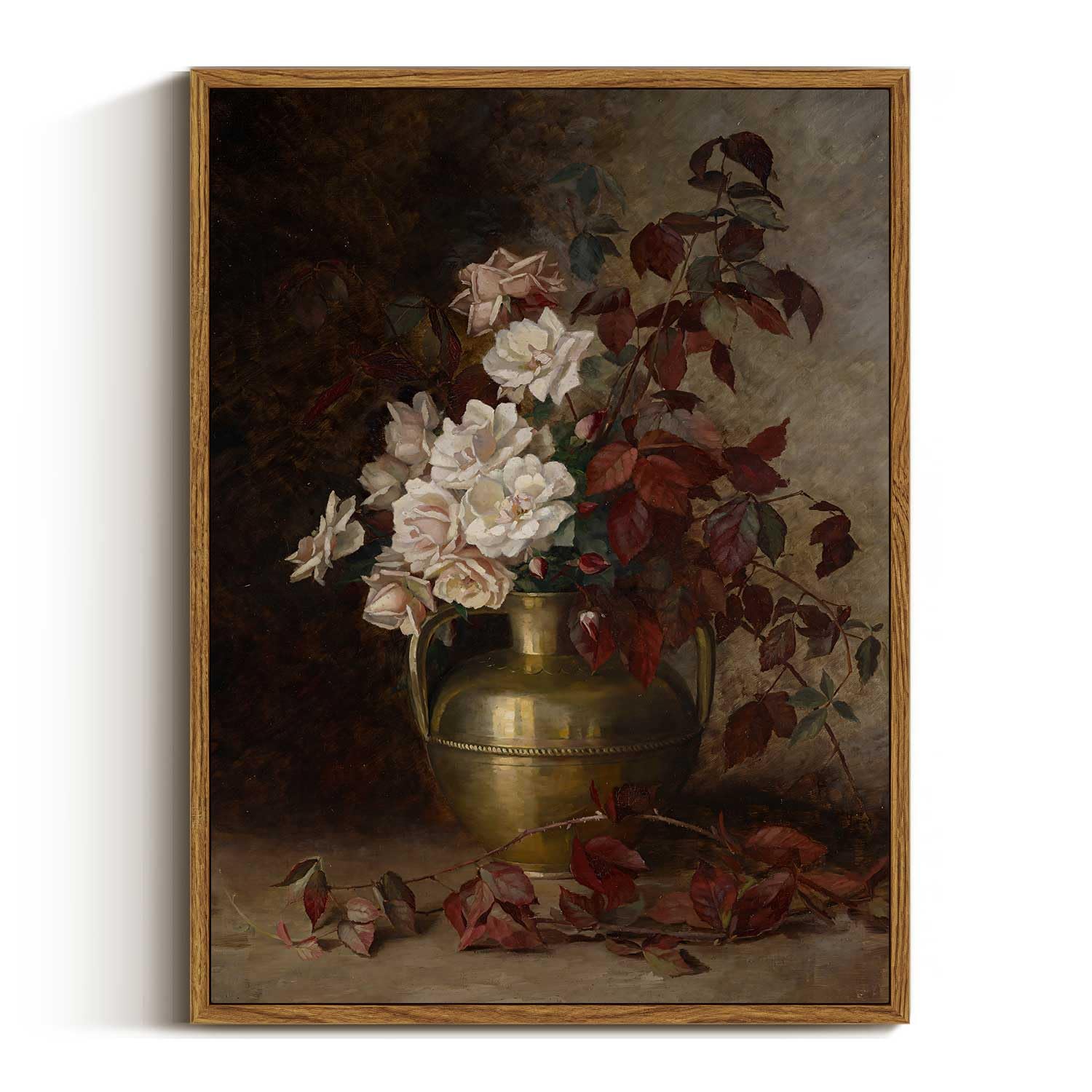 Viyyiea Floral Framed Wall Art, Rose Bouquet Flower Vintage Art Decor Room Aesthetic, 12X16 Inch Canvas Print Art, Farmhouse Sti