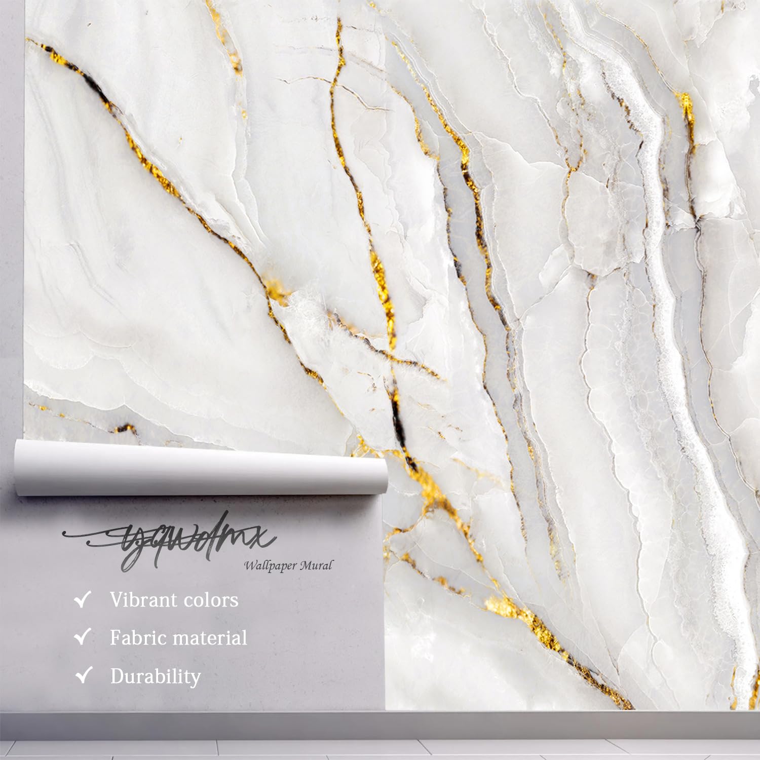 Yqwdmx -Gold Marble Fabric Wallpaper Abstract Texture Mural Living Room 140'' X 91'' (Not Peel And Stick)