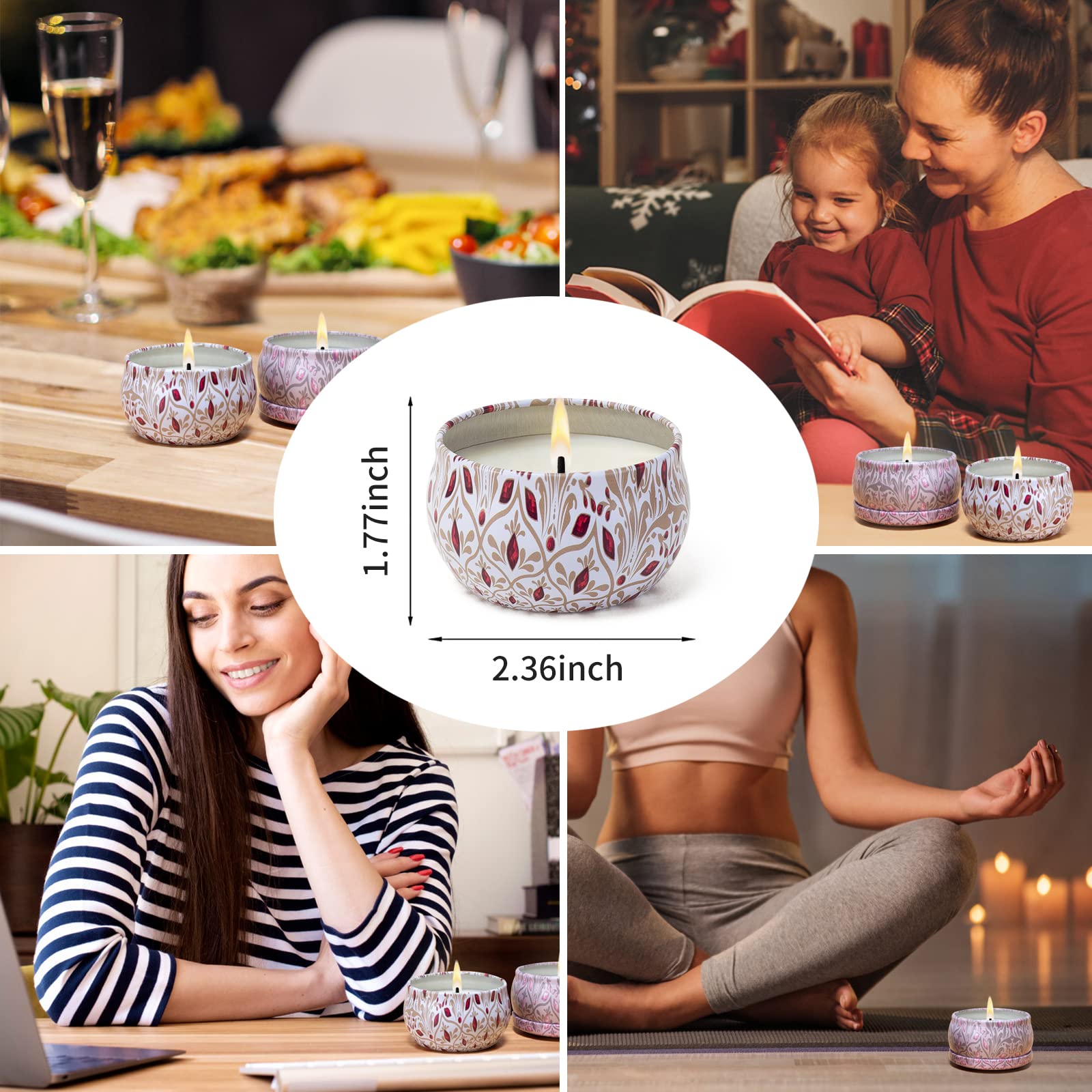 Aromatherapy Candles for Home Scented 2 Pack 2.5 oz Natural Floral Cherry and Vanilla Candles Set, Stress Relief Candles Gifts f