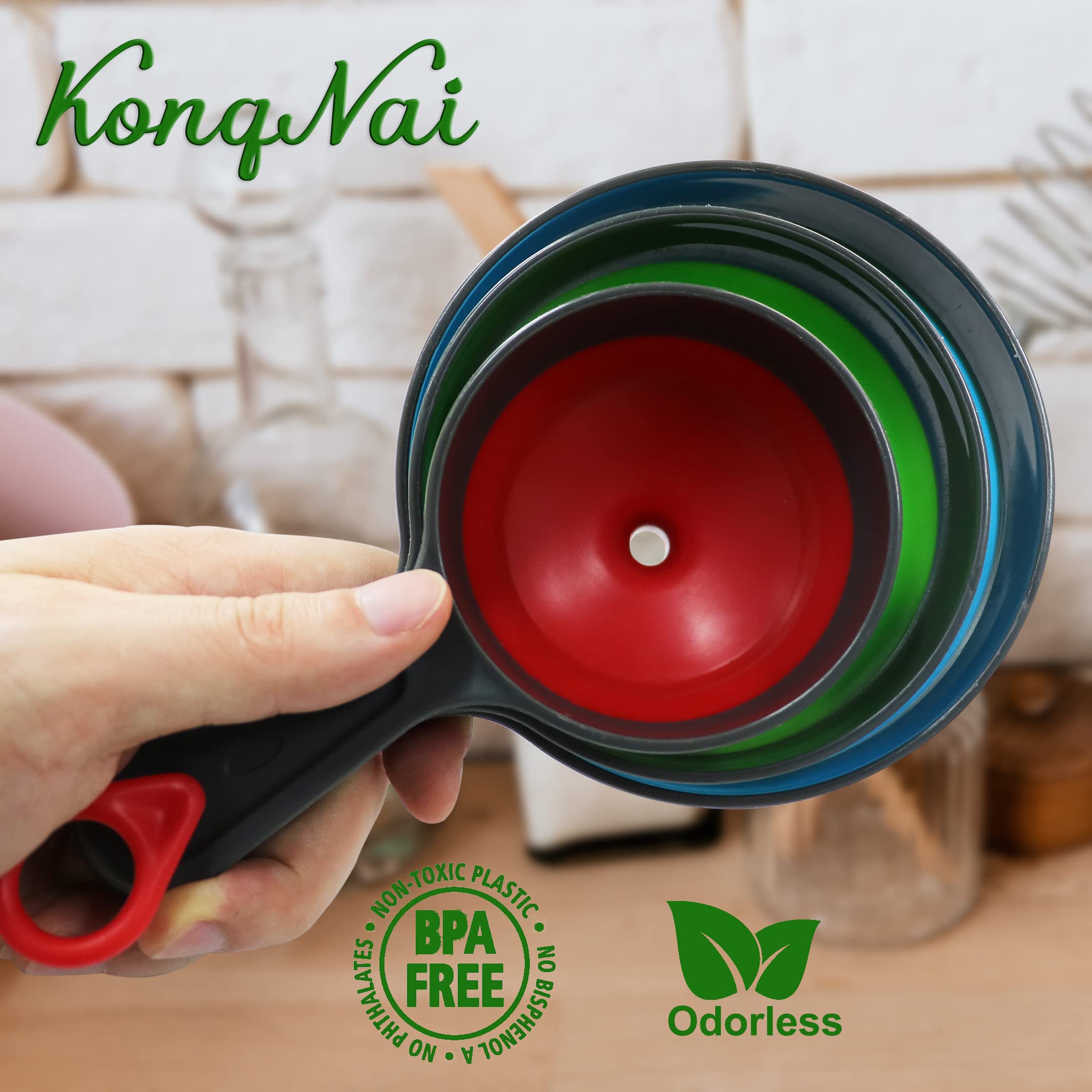 KongNai Canning Funnel for Wide and Regular Jars Wide Mouth Funnel Sets of 3  Extra Large Funnel for Mason Jar  Food Grade Silicone Collapsible Funnel for Transfer Jam  Juice  Spices  Powder and Oil