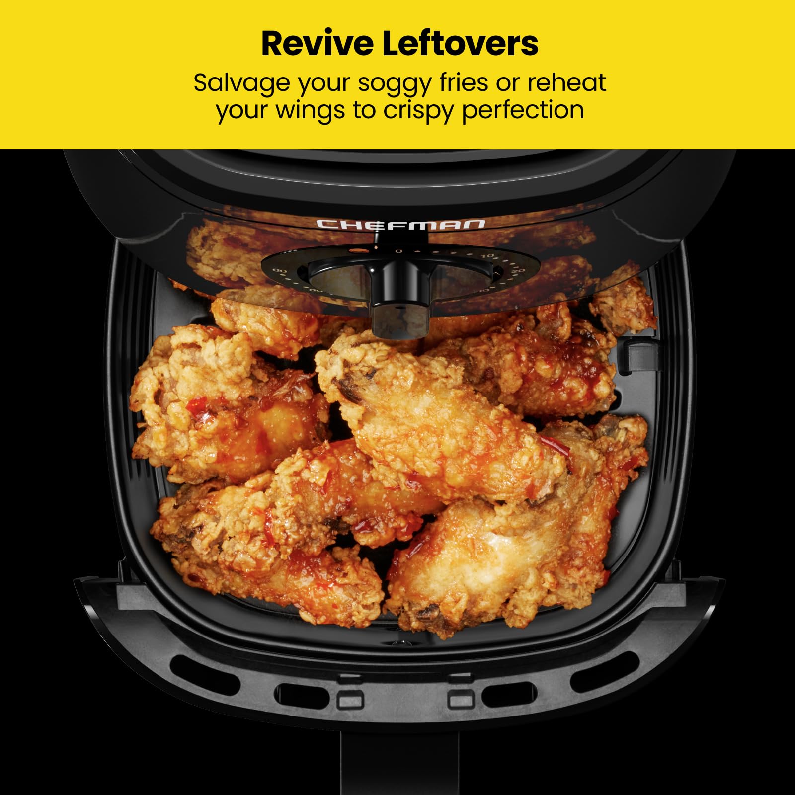 Chefman Turbofry 2-Quart Air Fryer, Dishwasher Safe Basket & Tray, Use Little To No Oil For Healthy Food, 60 Minute Timer, Fry H