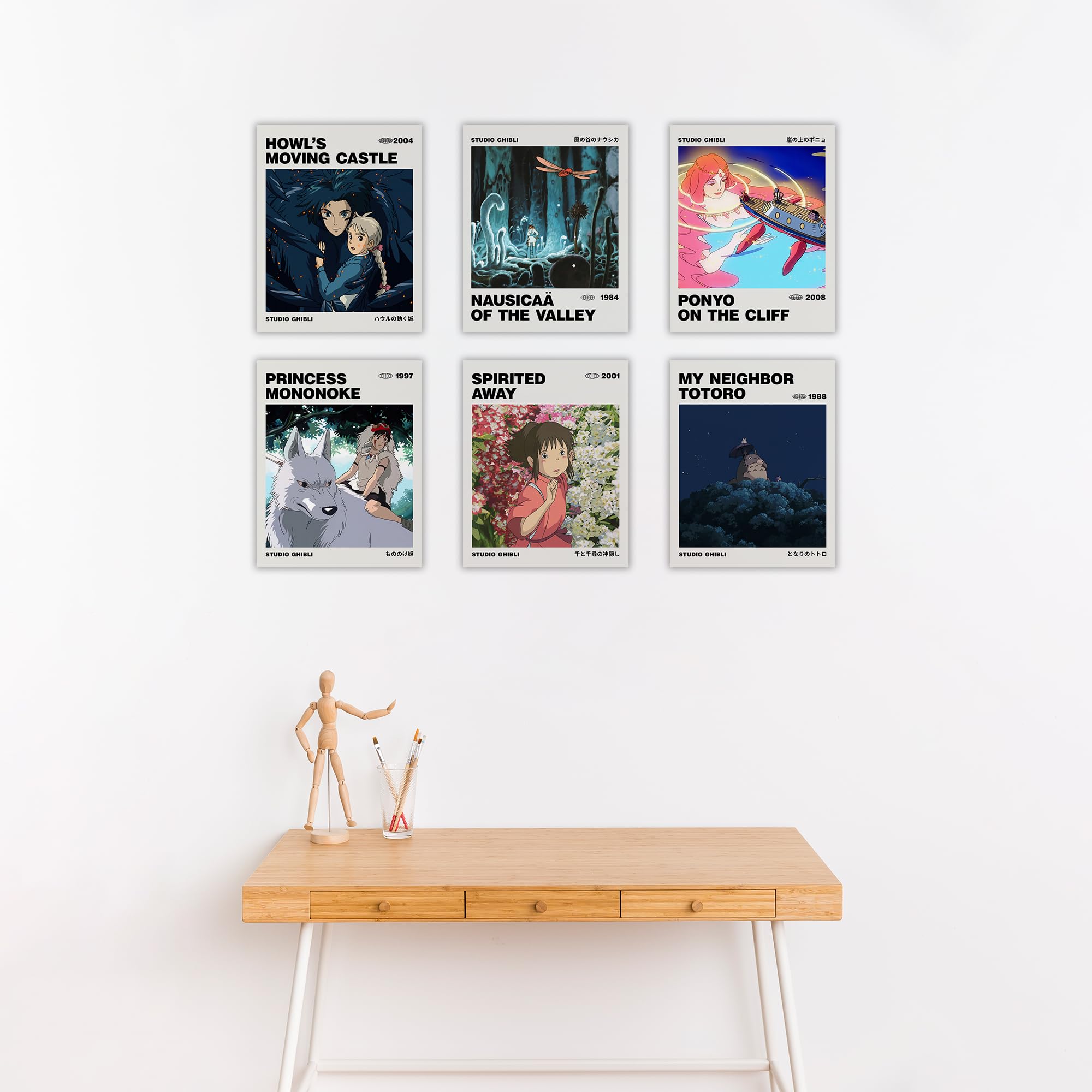 Ouroboros Art & Design - Studio Ghibli Anime Posters - Hayao Miyazaki - Wall Decoration - Pack Of 6-300 Gsm Paper - 8X10 Inch (U