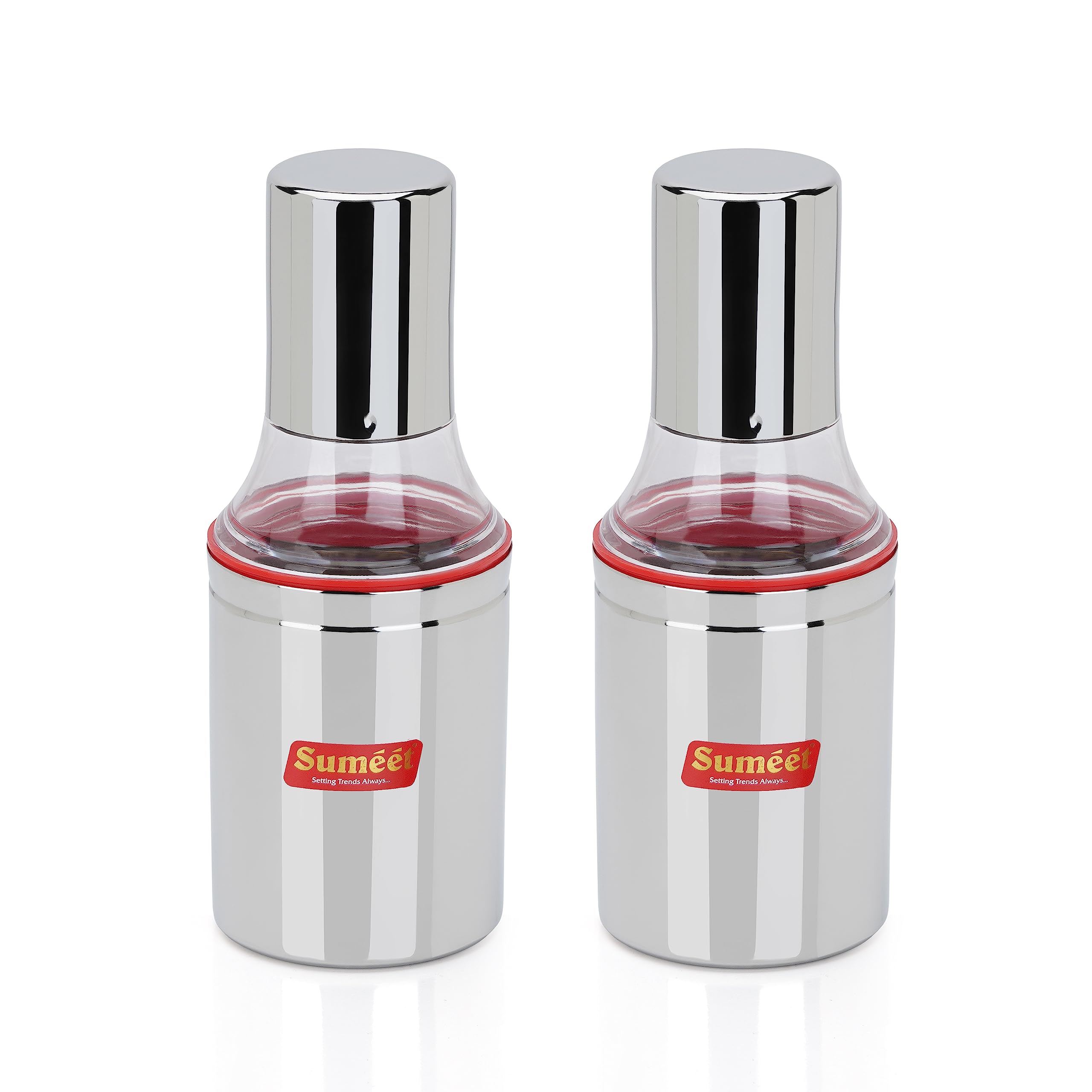 Sumeet Stainless Steel Nozzle Small Oil Dispenser And Bottle | Vinegar Container | Olive Oil Pourer | 350Ml  Pack Of 2  Silver