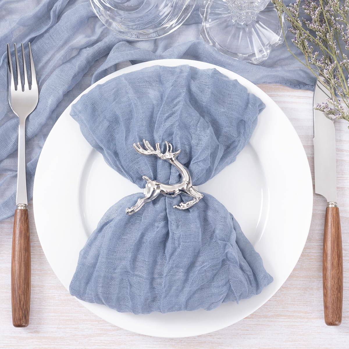 Socomi Dusty Blue Cheesecloth Napkins Easter Spring Napkins Set Of 10 Boho Washable Dinner Table Napkins For Wedding Party Baby