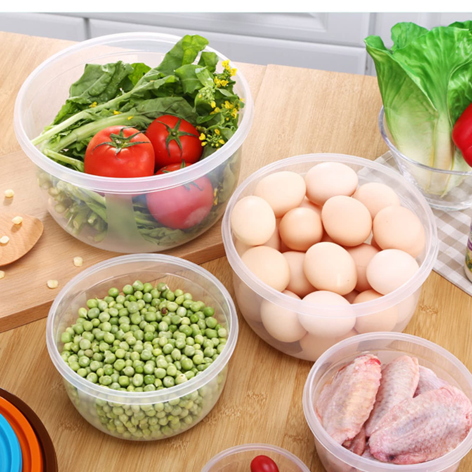 Atrdto Plastic Multicolor Salad Bowl Set,Microwave And Dishwasher Safe,Ideal For Baking, Prepping, Cooking And Serving Food (Set