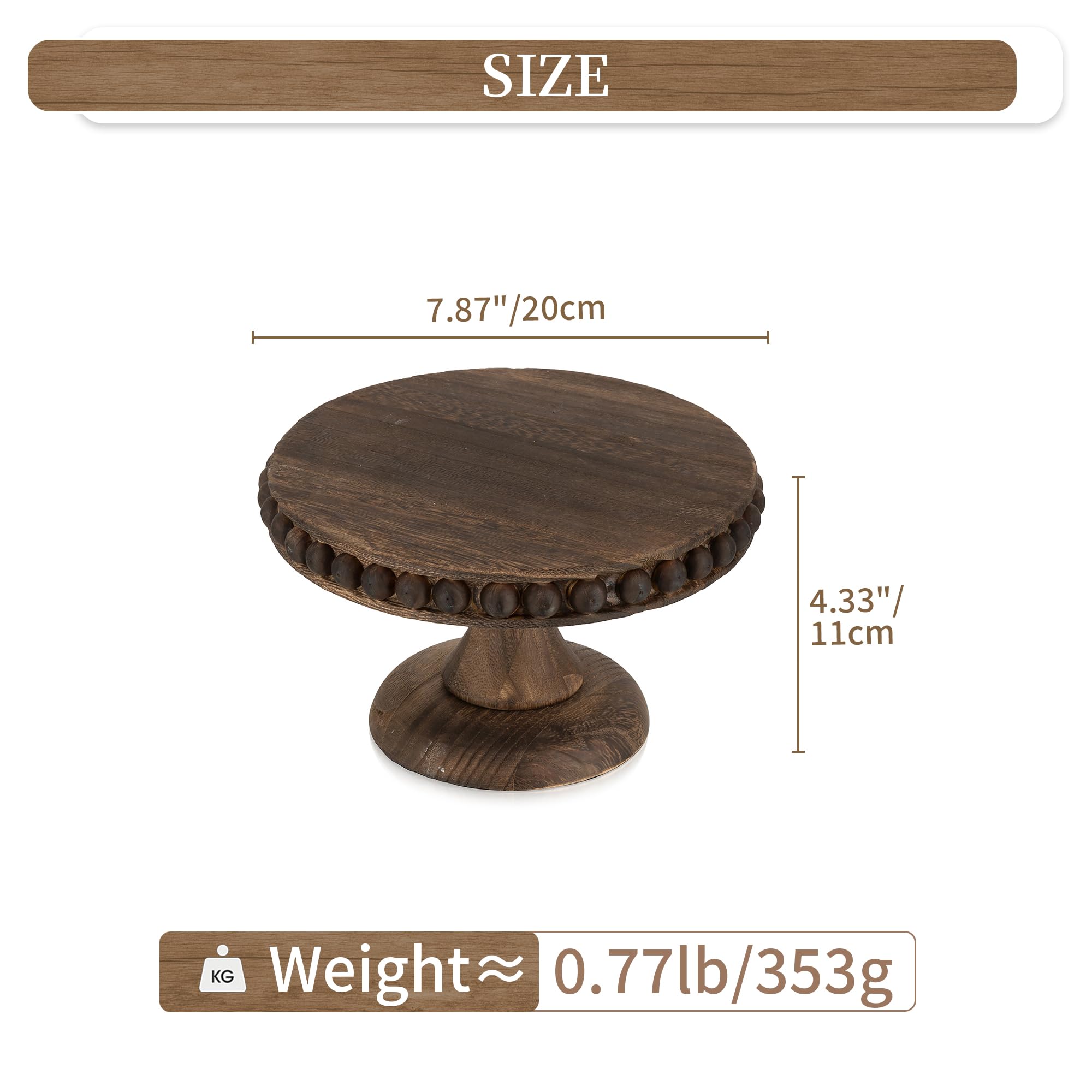 Hanobe Small Wood Cake Stand: Cupcake Pedestal Stand 8 Inch Dessert Display Riser Distressed Rustic Round Cakes Holder Tray Vint