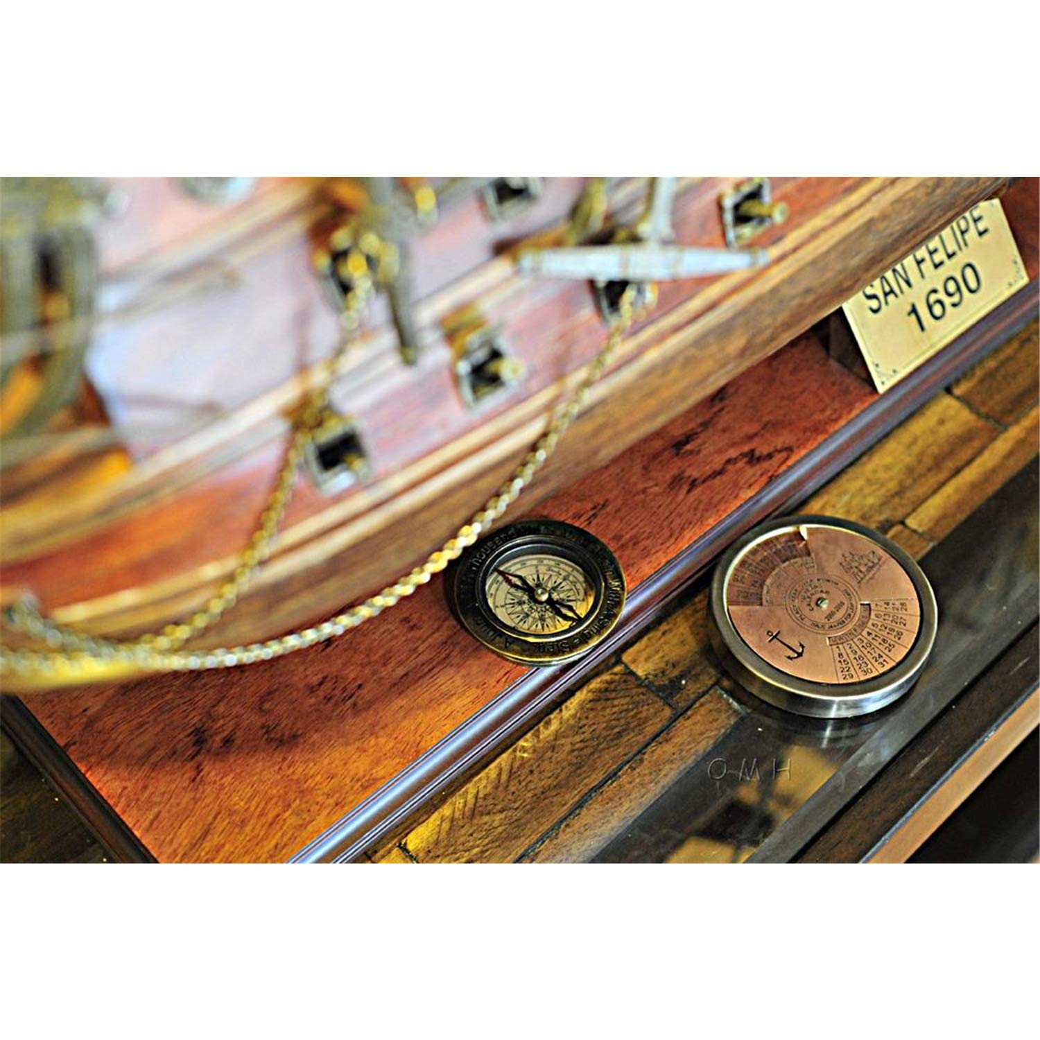 2-Piece Nautical Dcor Set featuring a 100-Year Calendar & Compass