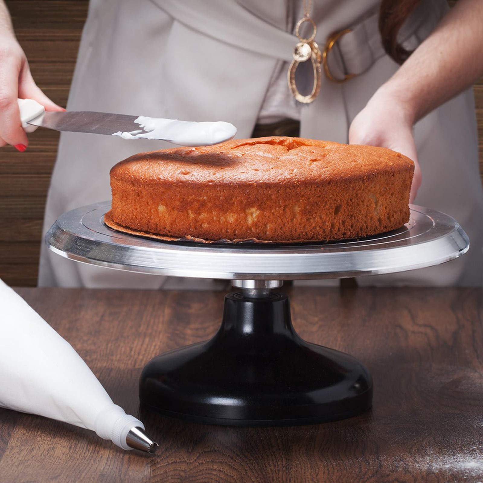 Uten Cake Stand 12 Inches Aluminium Cake, Cake Turntable, Cake Spinner, Decorating Display Standble, Easy To Use Revolving, Made