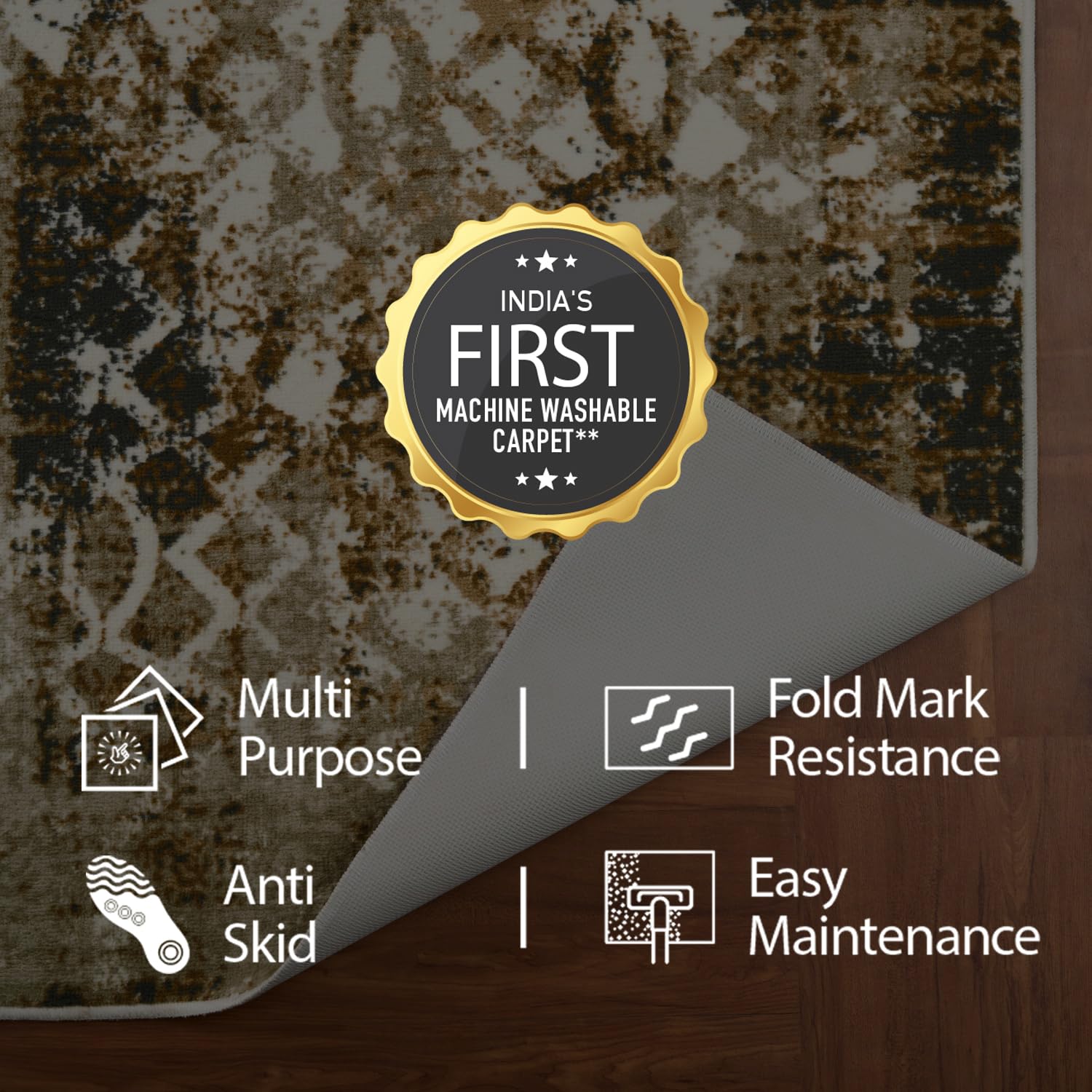 Welspun Wonder-Full Polyster Carpet-Brown