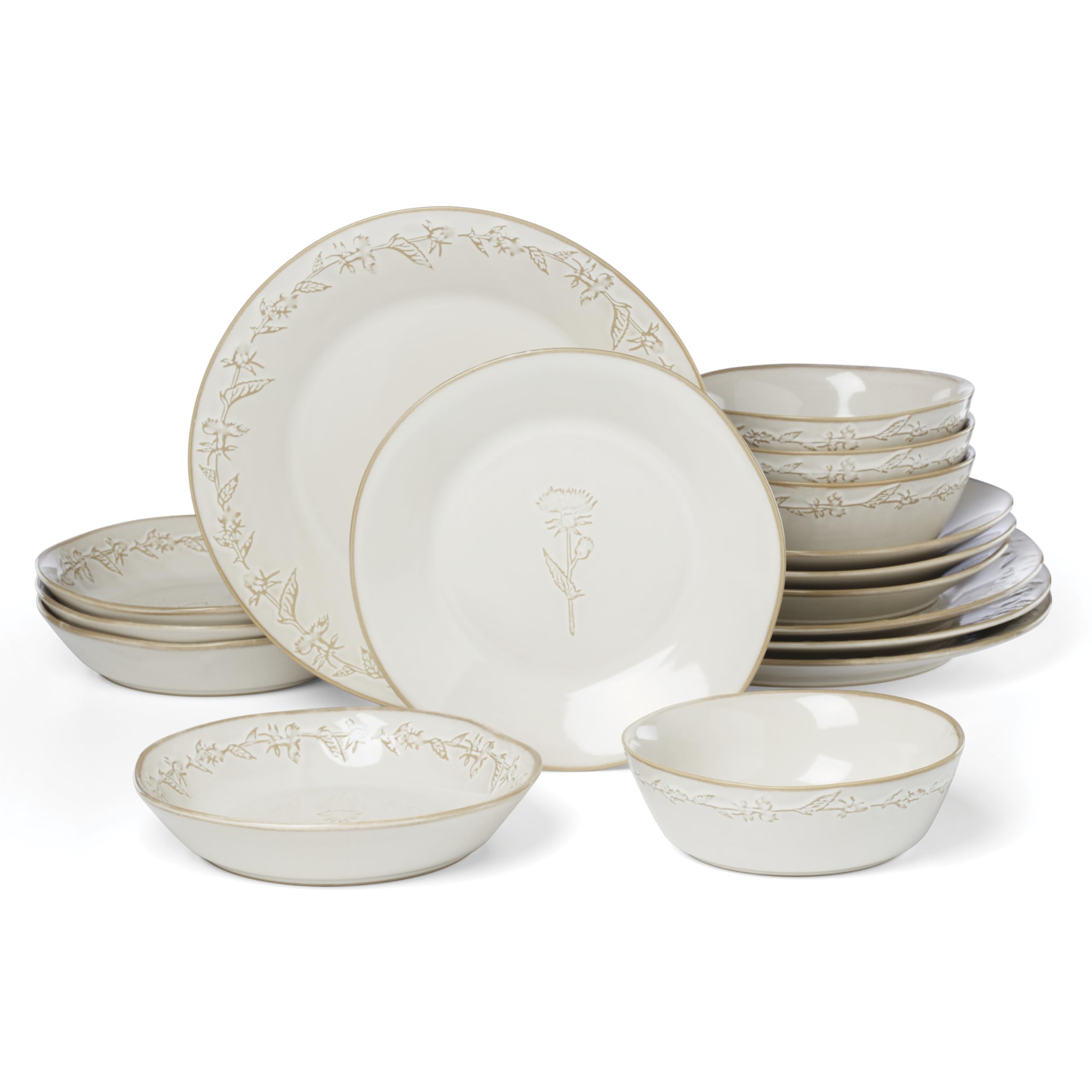 Lenox Dinnerware Set, Homespun 16-Piece Set, Service For 4, Stoneware Material, Dishwasher & Microwave Safe, Home And Kitchen, D