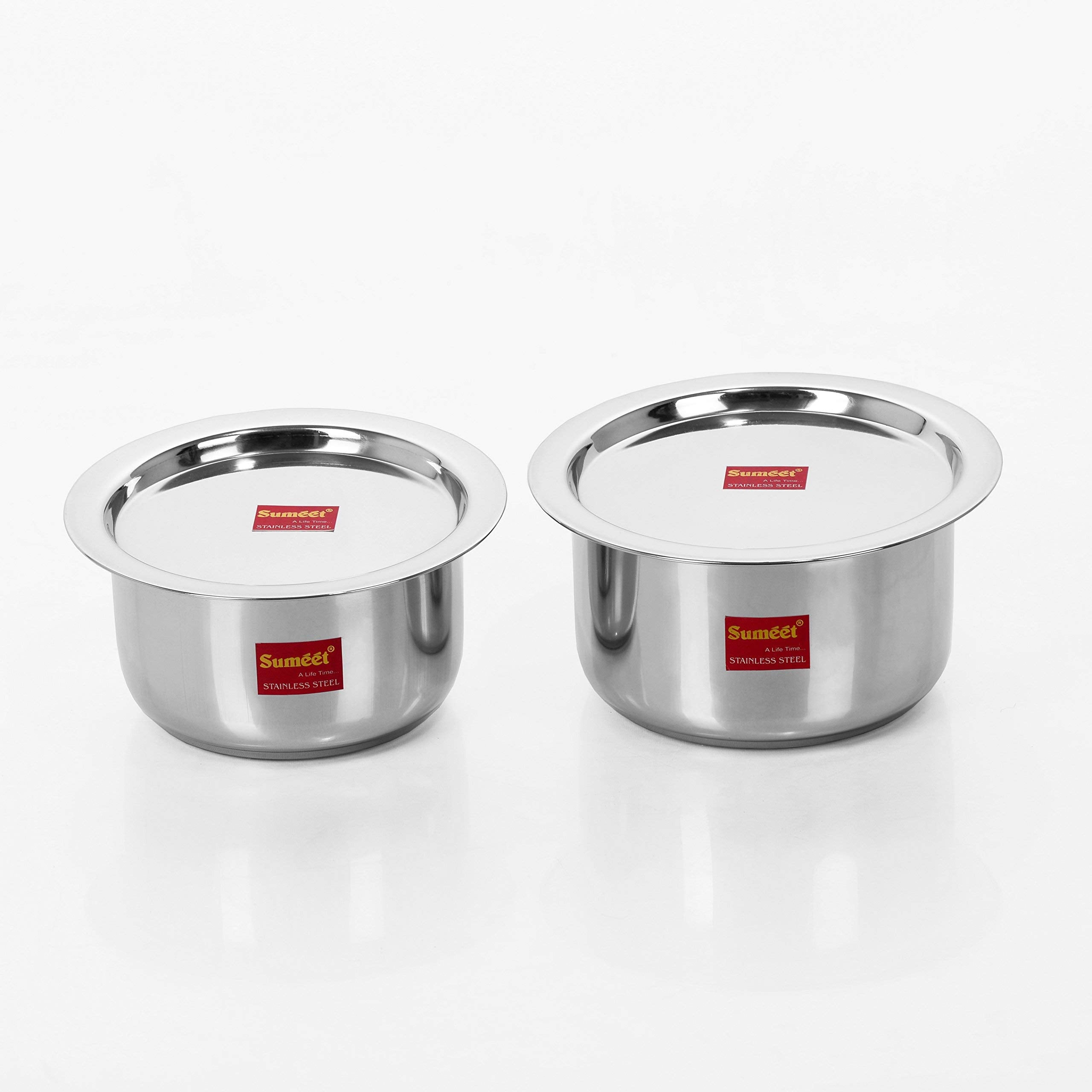 Sumeet Stainless Steel Cookware Set With Lid  2 Piece (Steel)  2.3 Liter