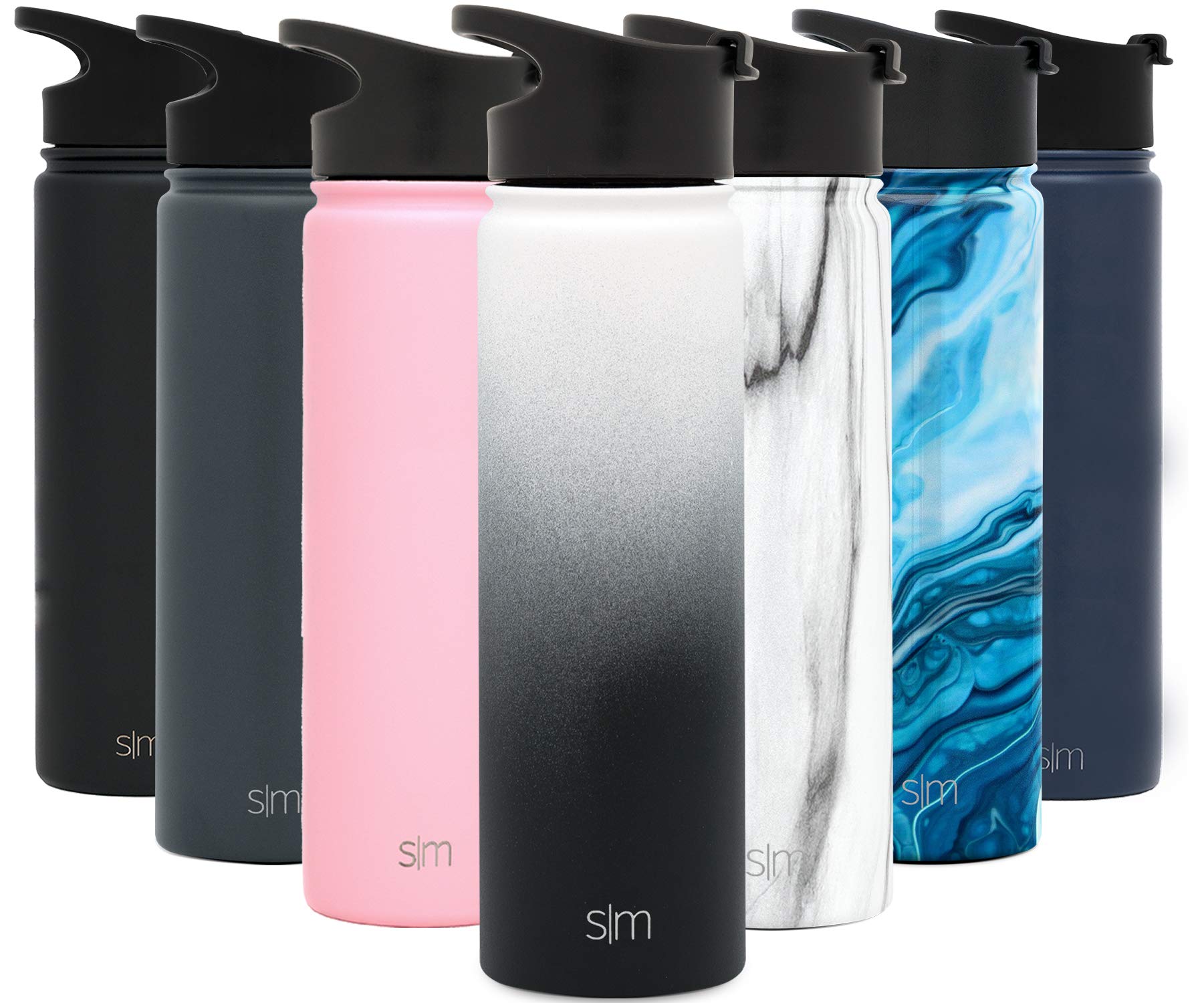 Simple Modern 22 Oz Summit Water Bottle - Stainless Steel Metal Flask +2 Lids - Wide Mouth Double Wall Vacuum Insulated Leakproo