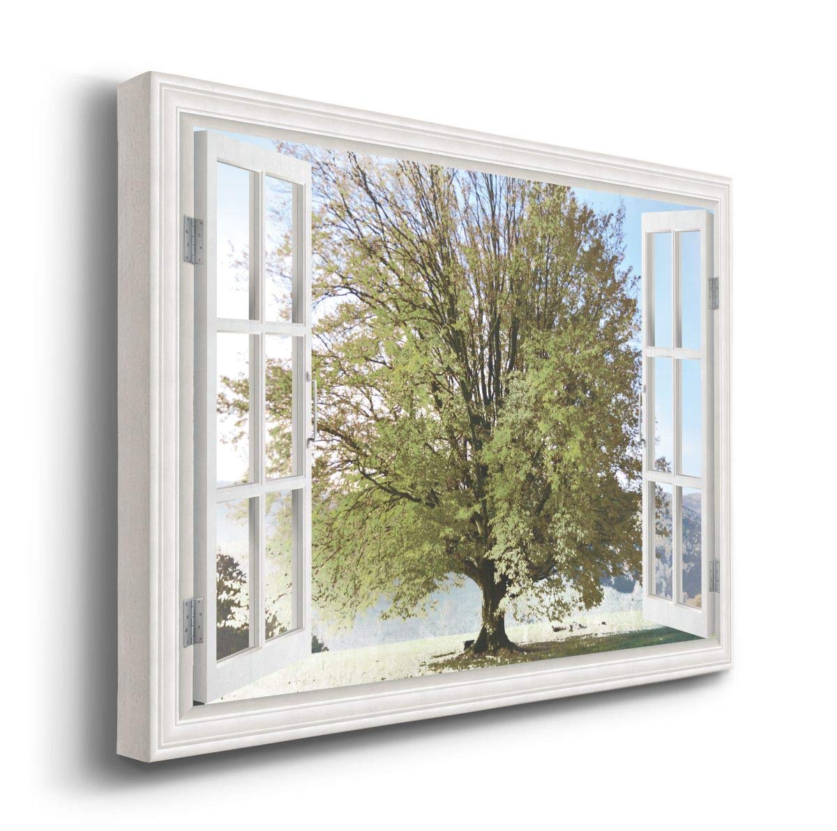 Renditions Gallery Nature Canvas Wall Art Home Paintings & Prints Window View Summer Tree Modern Glam Romantic Wall Hanging Decorations for Bedroom Office Kitchen Artwork - 24''x36'' LT21