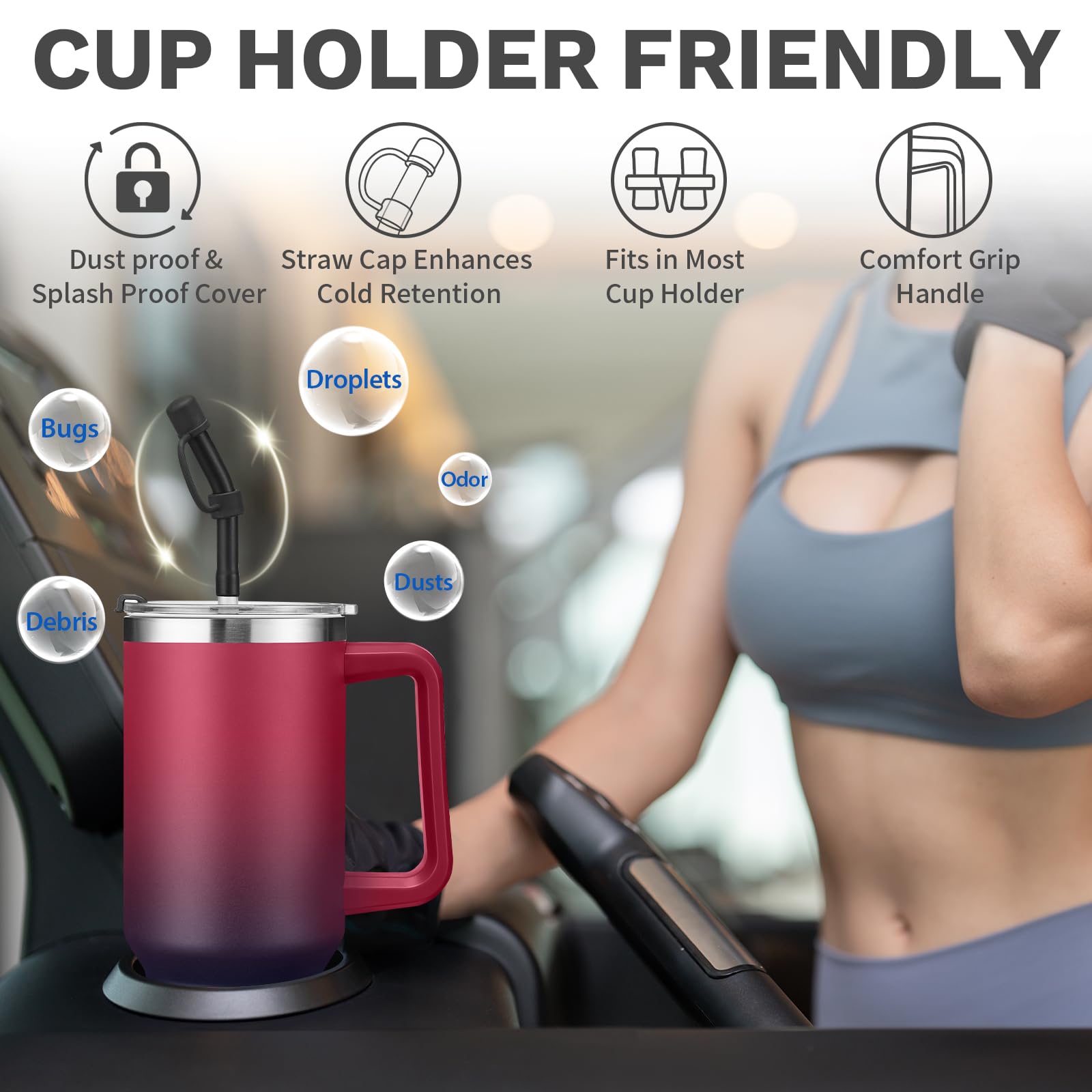 BENZZO Water Bottle, 40 oz Tumbler with Lid and Straw - Leakproof Travel Mug Thermal Cup 40oz, Insulated Tumblers Stainless Stee