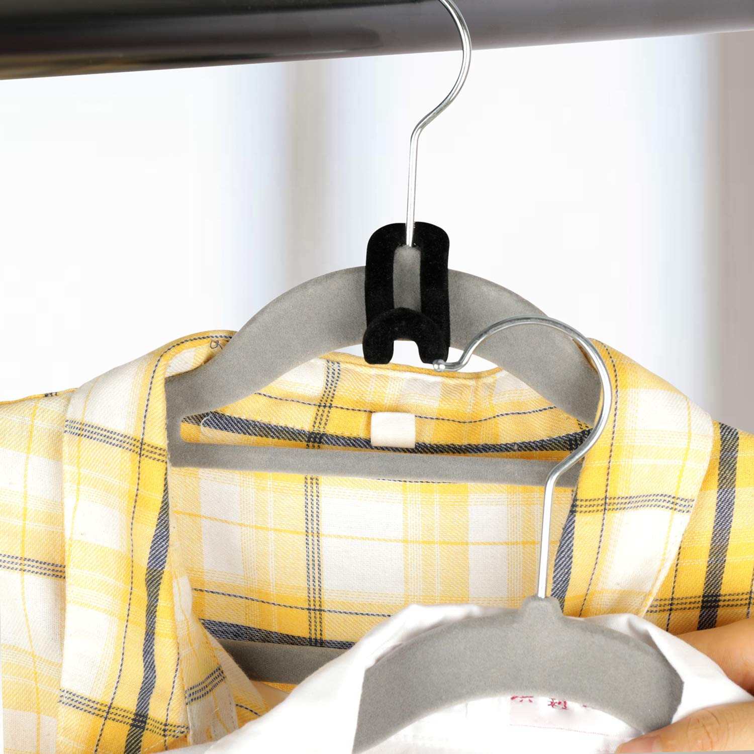 Clothes Hanger Connector Hooks, 60 Pcs Heavy Duty Velvet Clothes Hangers With Cascading Hook, Space Saver Mini Cascading Hangers