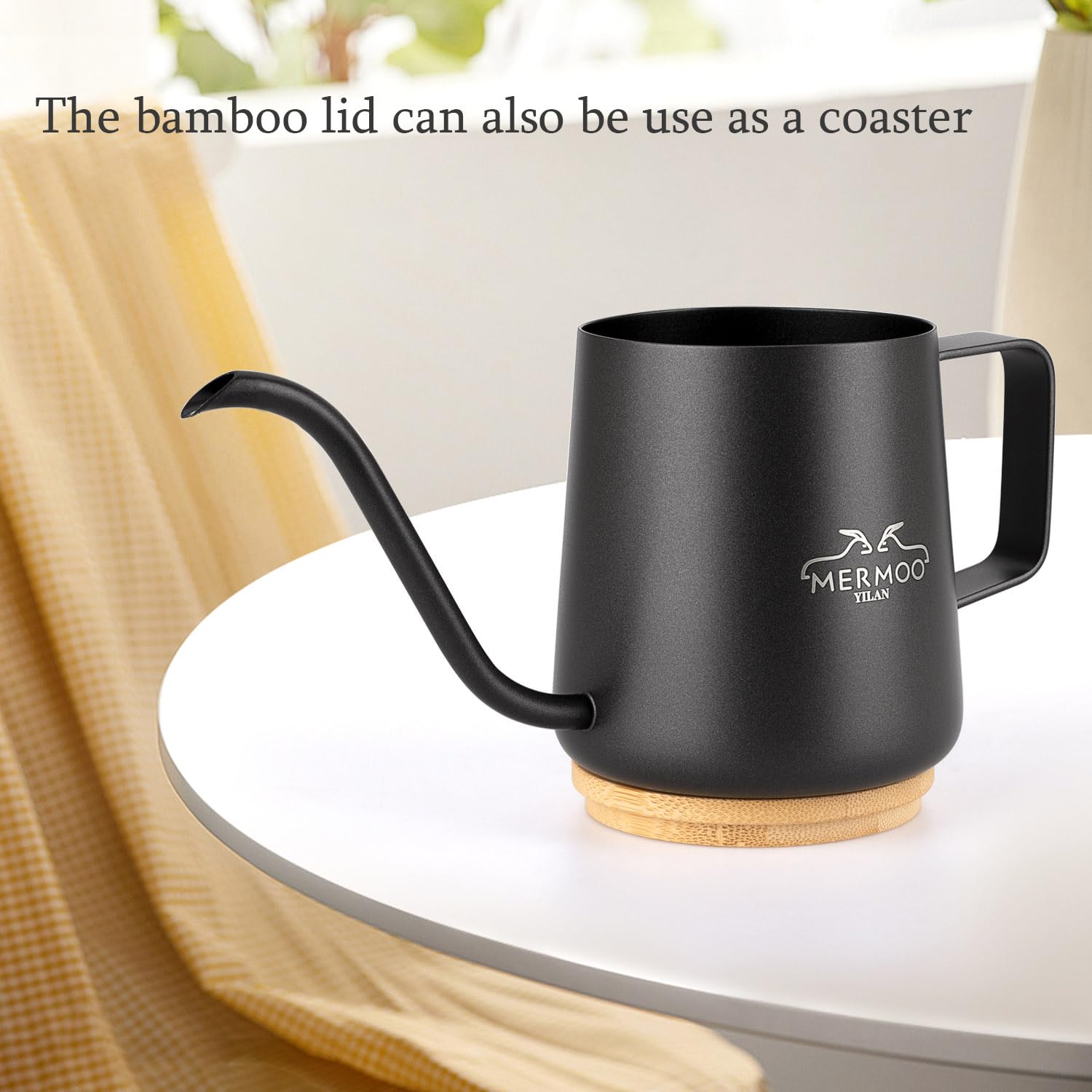 Mermoo Yilan Gooseneck Kettle Pour Over Coffee Kettle With Lid 350Ml Stainless Steel Kettle Hand Drip Coffee Pot Long Narrow Cof