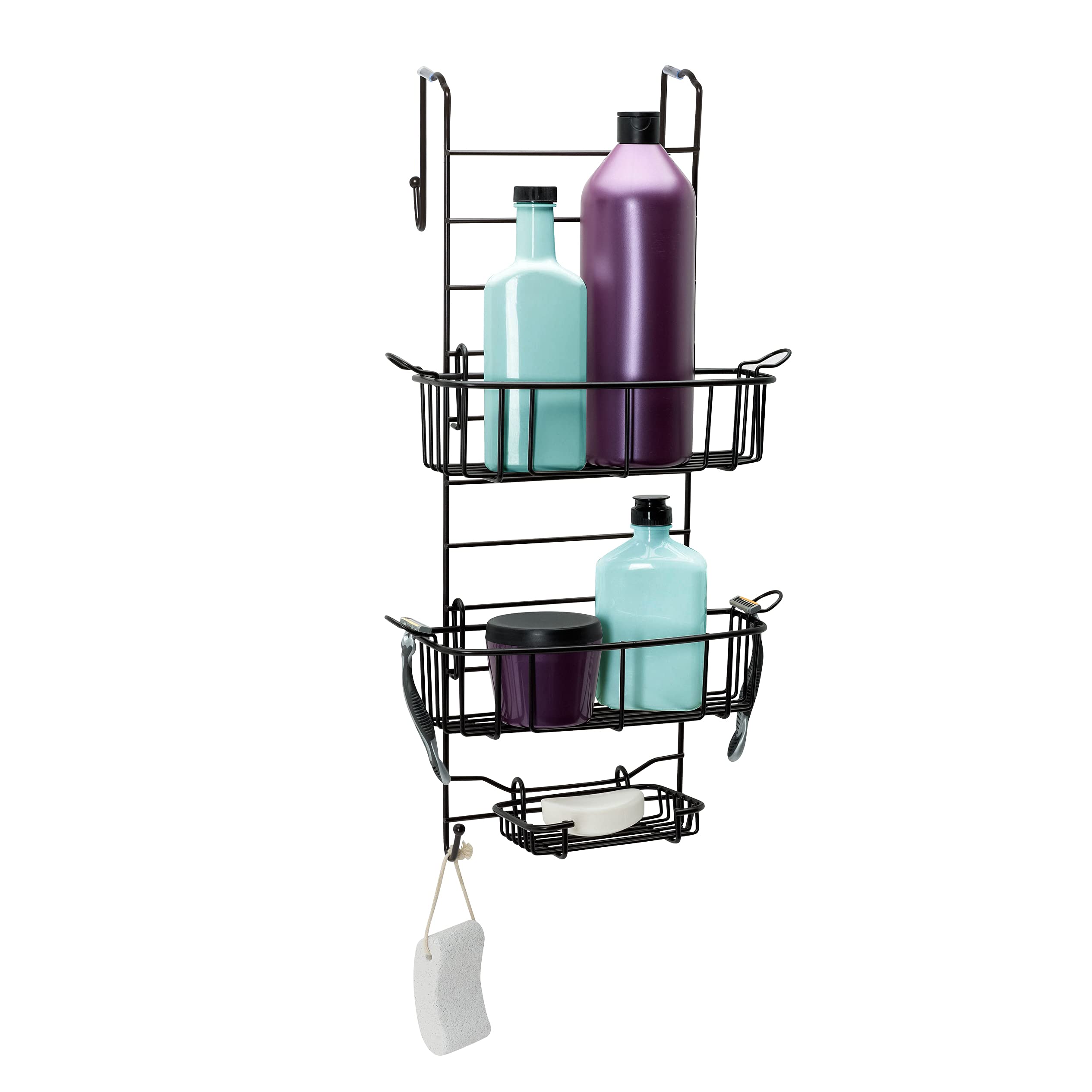 Zenna Home E7803Hb Shower Caddy, 12 In W X 8.75 In D X 23 In H, Heritage Bronze