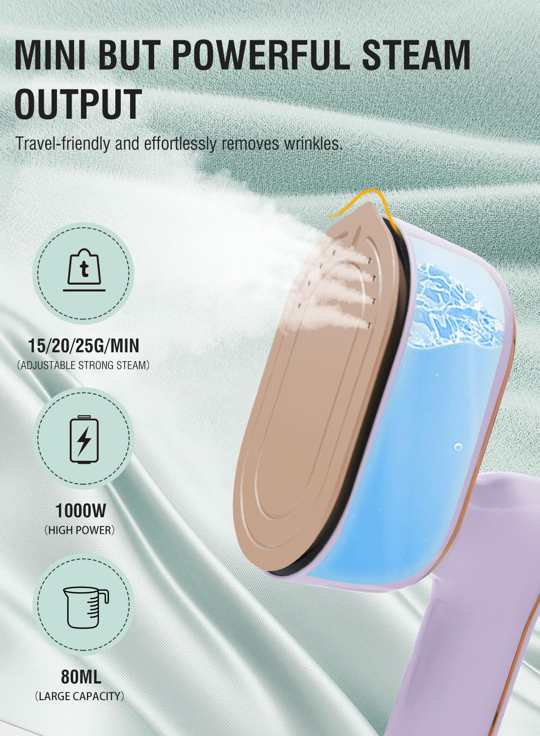 Foldable Travel Steamer For Clothes With Led Screen,Steamer&Iron 2 In 1,Portable Mini Iron Wrinkles Remover,1000W Plancha A Vapo