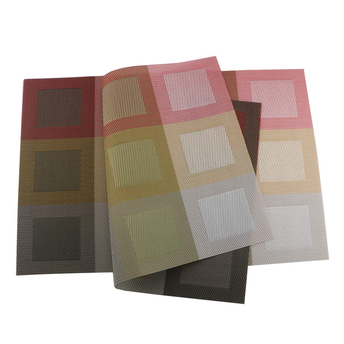 Gugrida Set Of 6 Placemats For Dinning Table, Luxury Pvc Woven Vinyl Table Mats,Washable And Heat Insulation Kitchen Place Mats