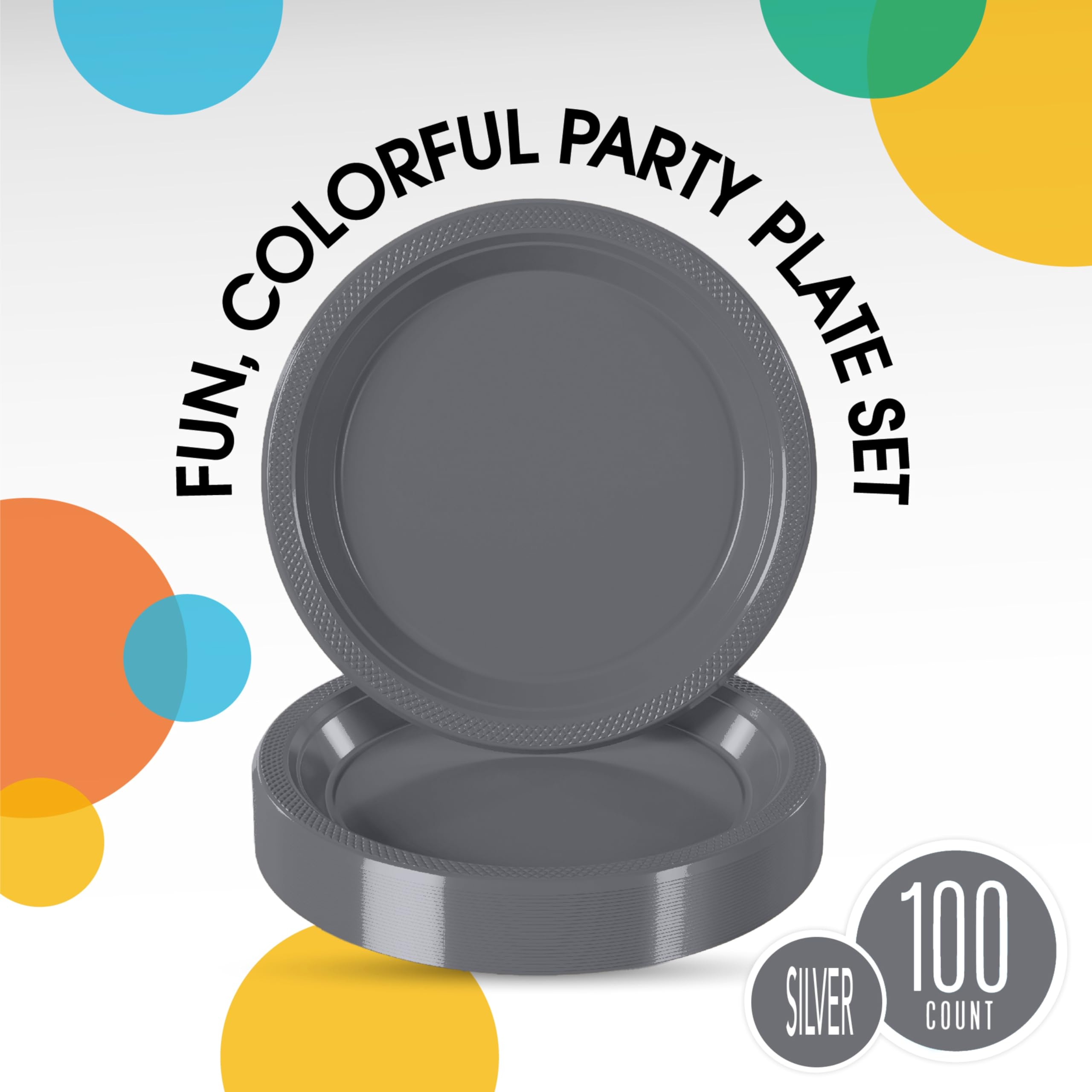 Exquisite Silver Plastic Plates For Party 7 Silver Disposable Plates For Party Supplies 100 Pcs Disposable Dinner Plate Heavy