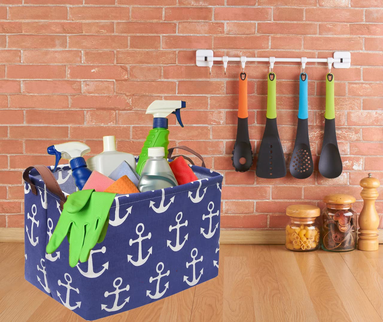 Sanjiaofen Rectangular Kids Storage Bins,Boys Storage Basket,Collapsible Toy Organizer Bin With Handles For Nautical Nursery Dec