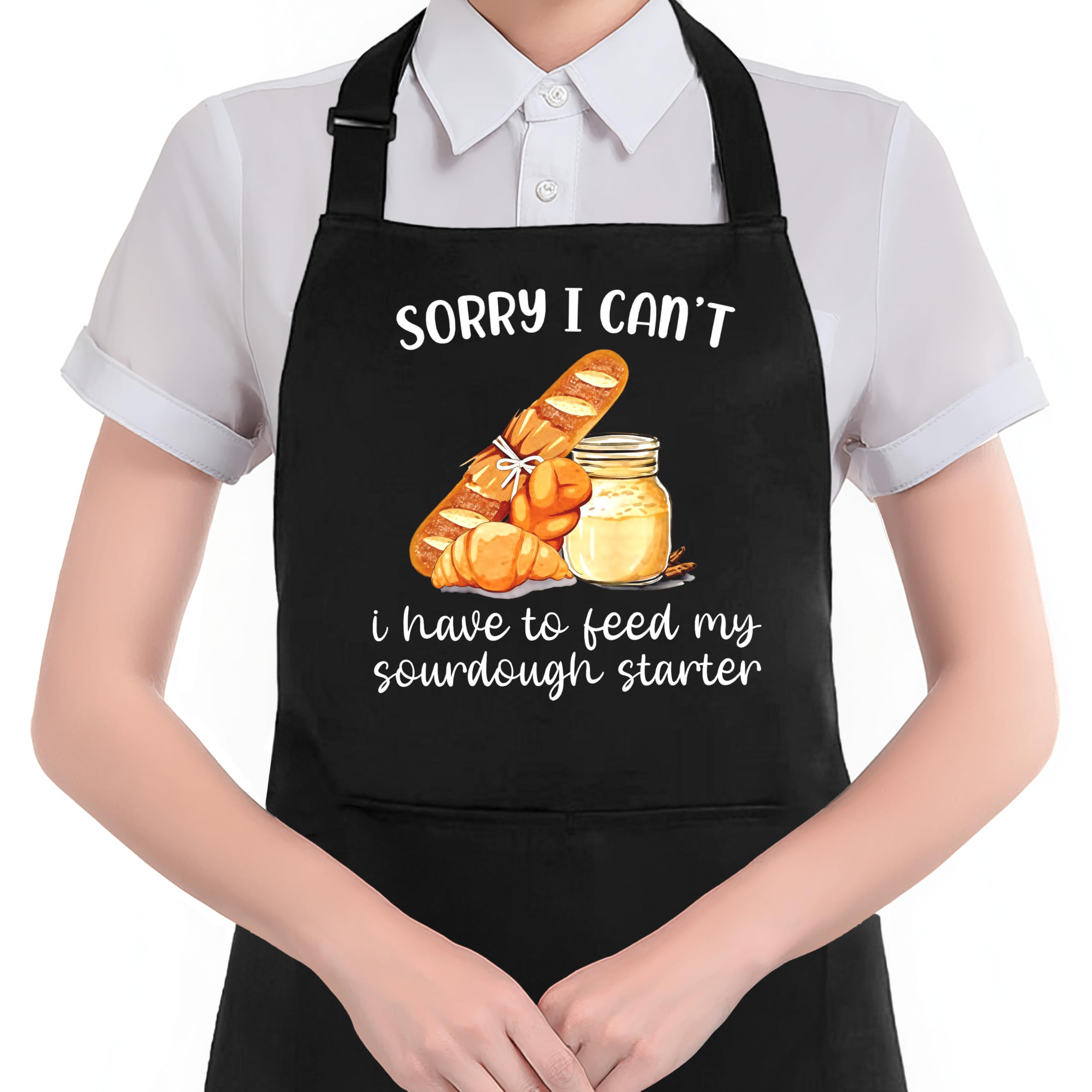 Hugane Funny Sourdough Baking Apron With Pockets, Sourdough Gifts For Bakers, Baking Lover Gifts Waterproof Adjustable Cooking A