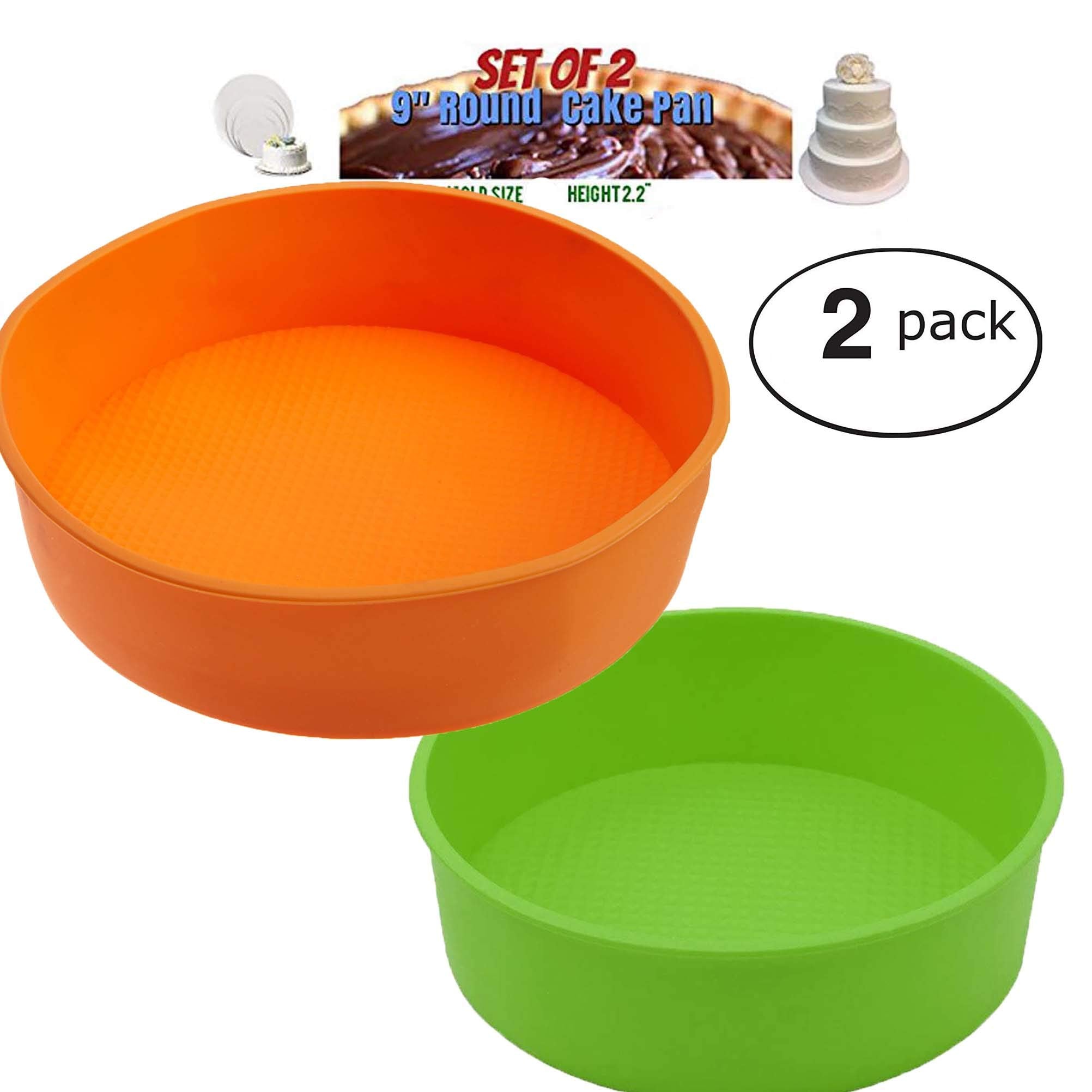 Pizety 10 Inch Round Silicone Cake Pan, Green And Orange, Baking Pan, Non-Stick, Commercial Quality, Resistant To High Temperatu