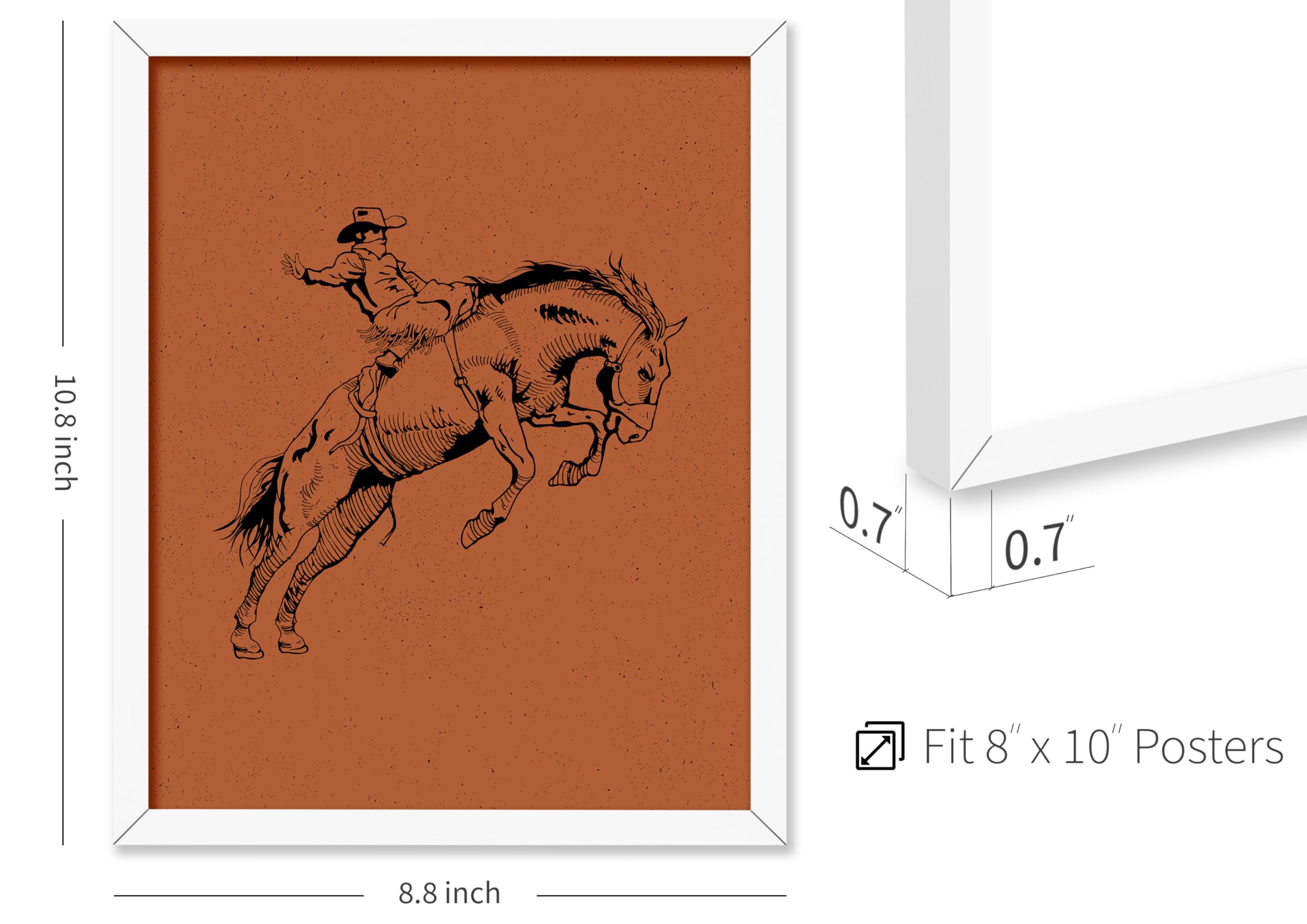 Poster Master Cowboy On Bucking Horse Poster - Retro Brown Rodeo Print - Cowboy Art - Western Art - Wild West Art - Gift For Him