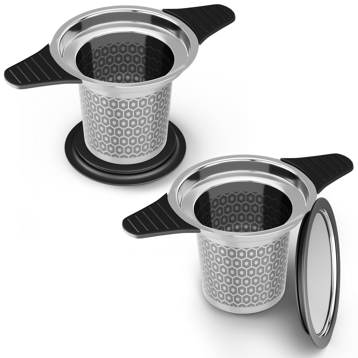 Reinmoson 2 Pack Tea Strainers For Loose Tea Single Cup, 304 Stainless Steel And Food Grade Silicone Extra Fine Mesh Tea Infuser