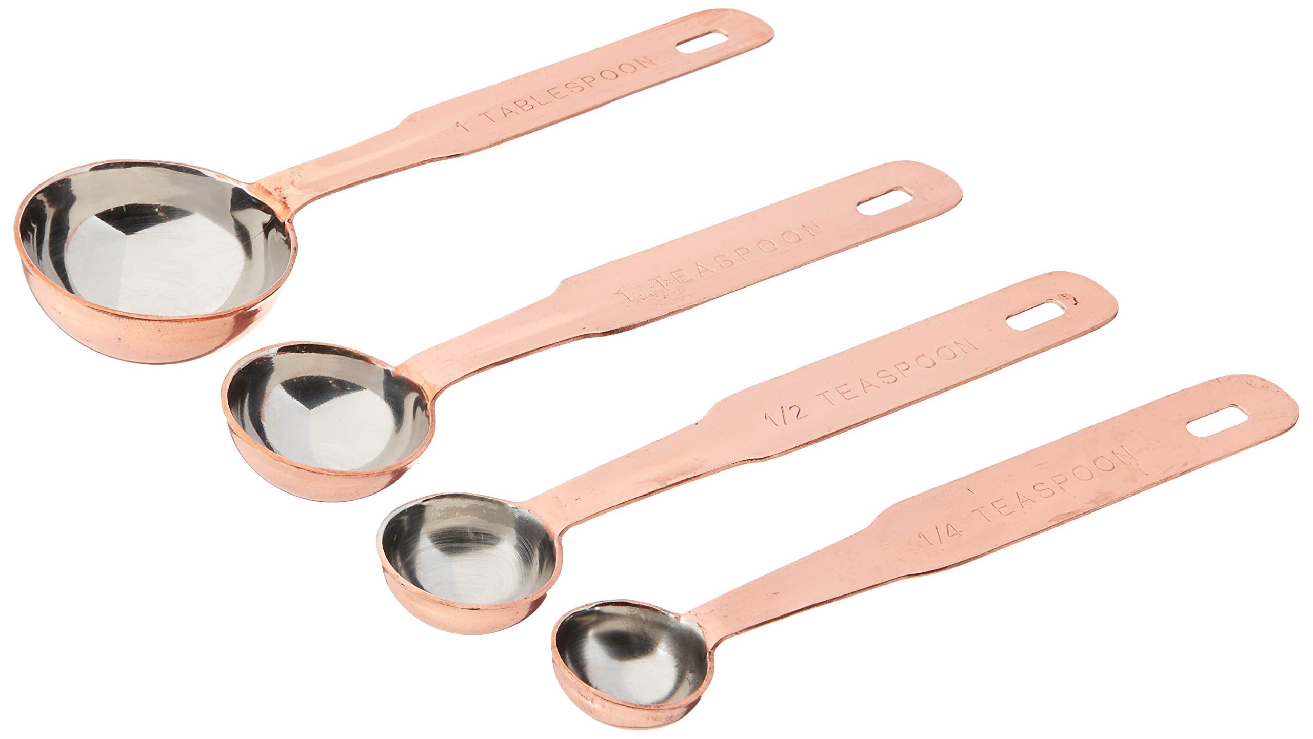 Creative Co-Op Set Of 4 Stainless Steel Measuring Spoons In Copper Finish