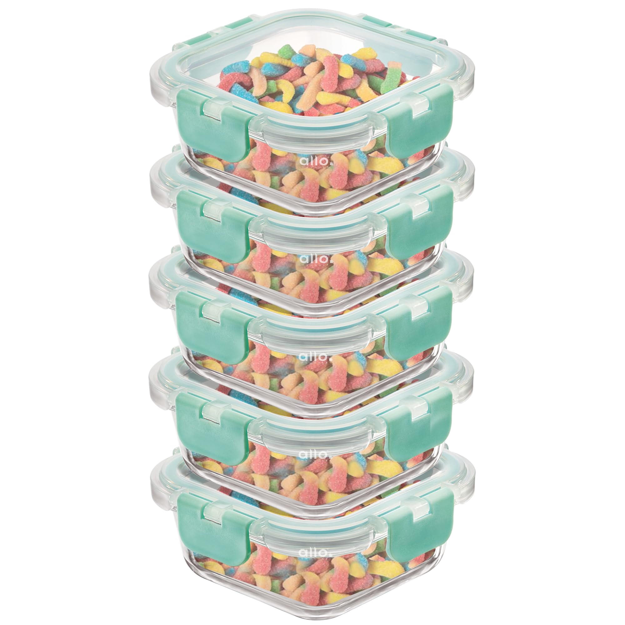 Allo Food Safe Glass Containers With Lids With Break Free Lock,Oven & Microwave Safe Containers,High Borosilicate Meal Prep Glas