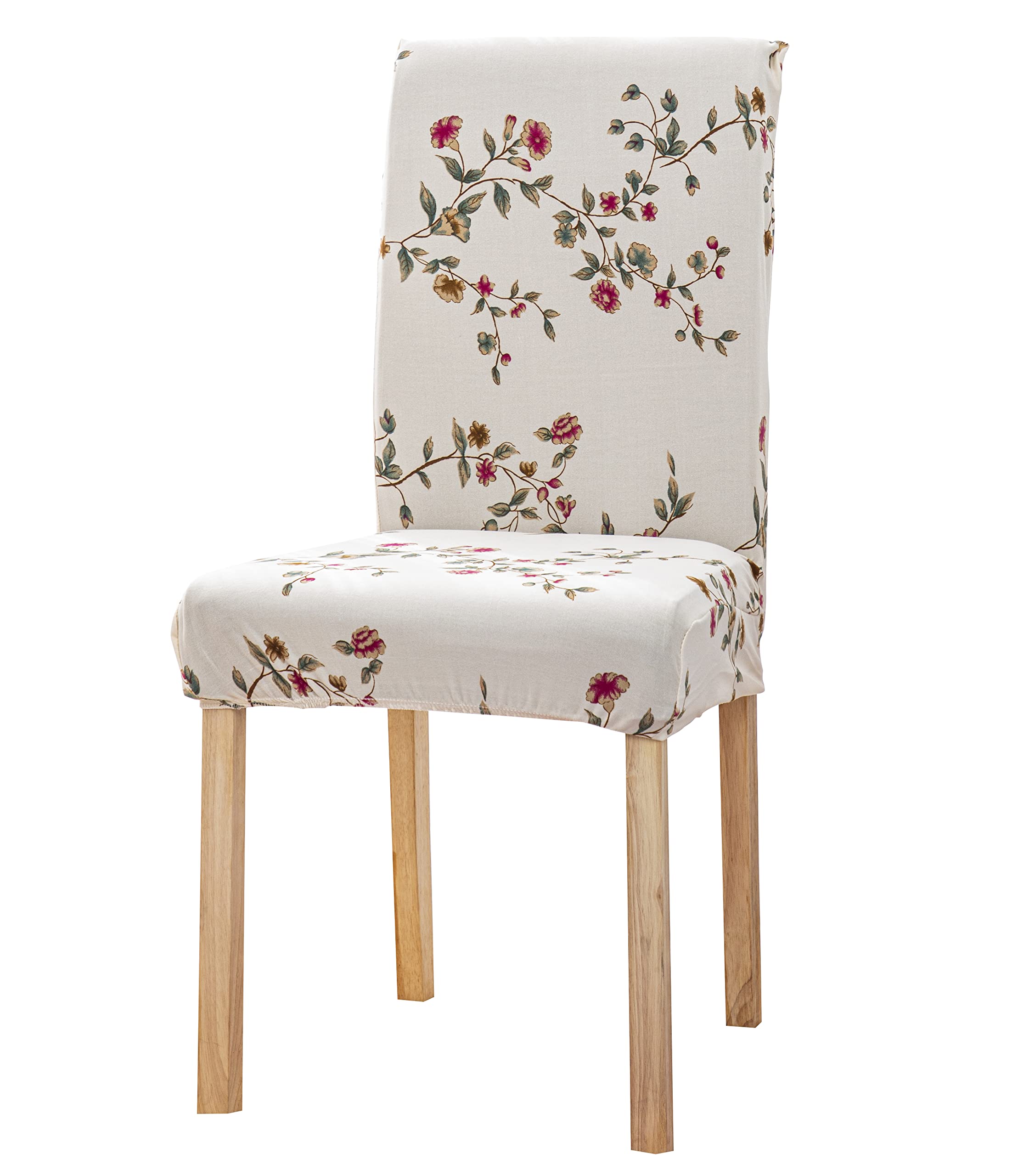 House Of Quirk Elastic Chair Cover Stretch Removable Washable Short Dining Chair Cover Protector Seat Slipcover (Beige Tulip),Po