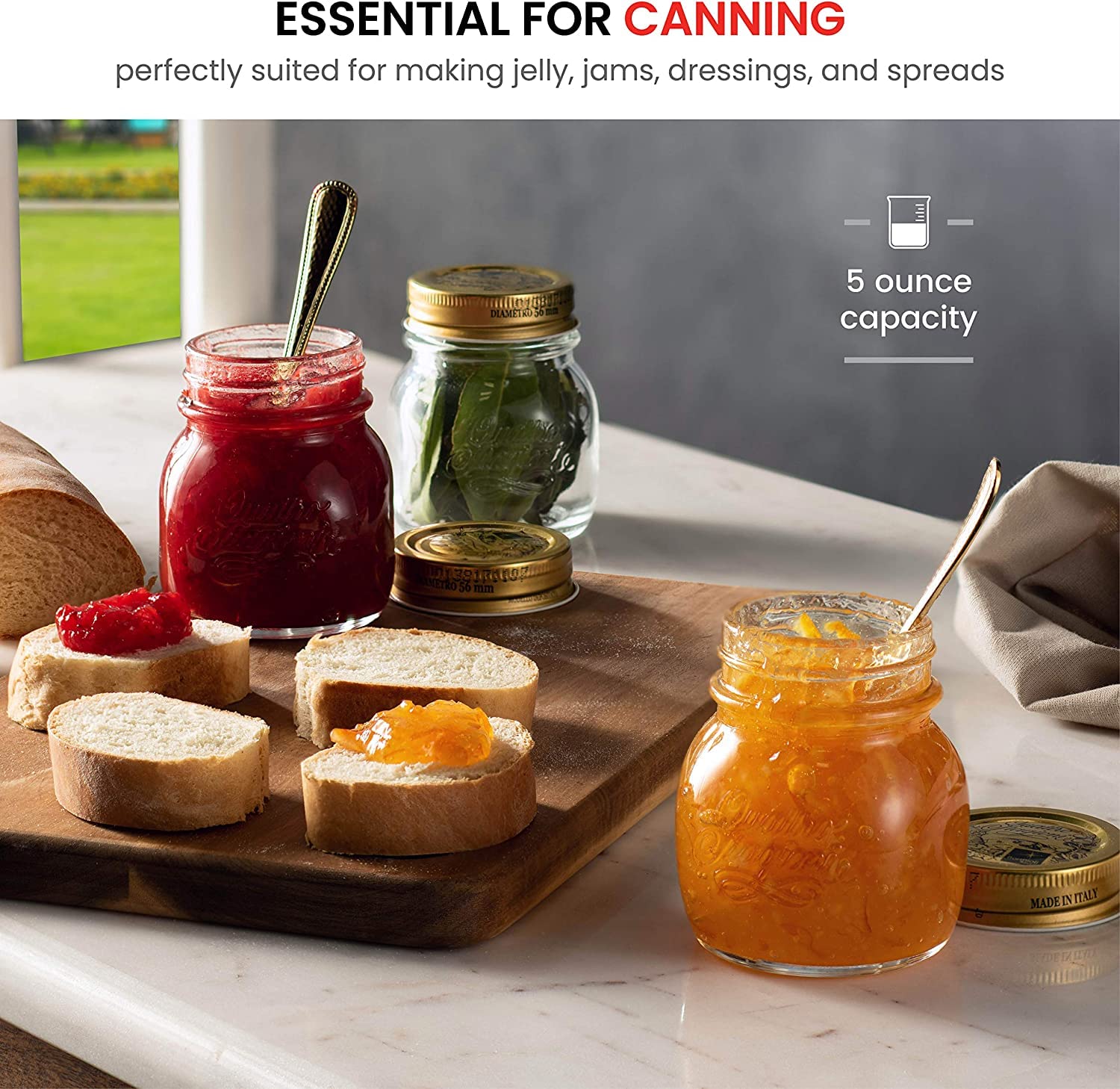 Bormioli Rocco Quattro Stagioni Set Of 4 Clear Airtight Mason Jars, 5 Oz. Made From Bpa Free Durable Glass, Made In Italy.