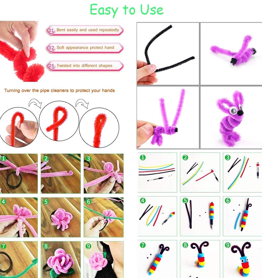 Asian Hobby Crafts Kids Pom Pom Crafts Kit With 250+ Craft Materials/Pipe Cleaners, Googly Eyes, Pompom Balls, Ice Cream Sticks,