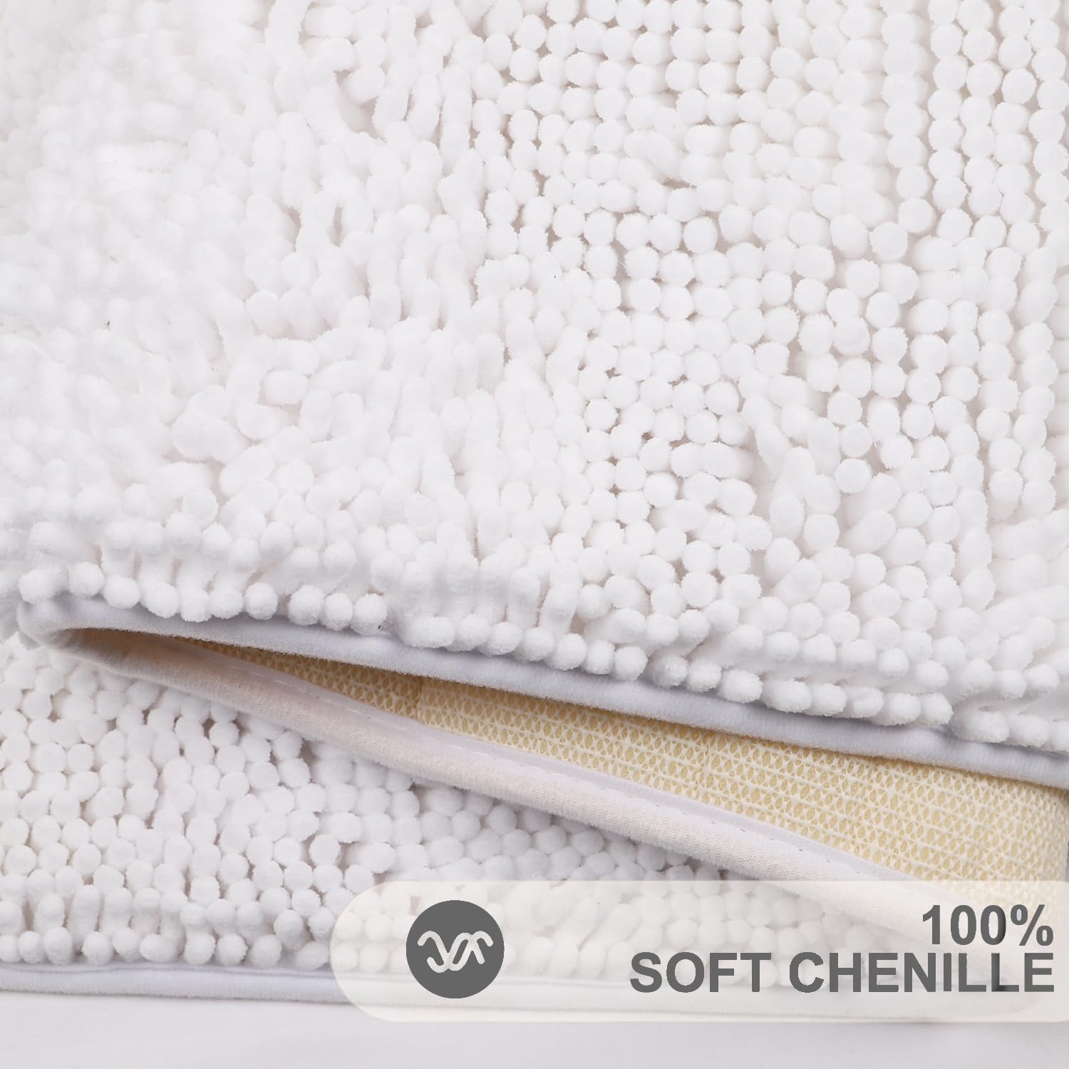 Bathroom Rugs Non Slip Chenille Long White Bathroom Runner With Rubber Backing, Fluffy Soft, Ultra Absorbent And Machine Washabl