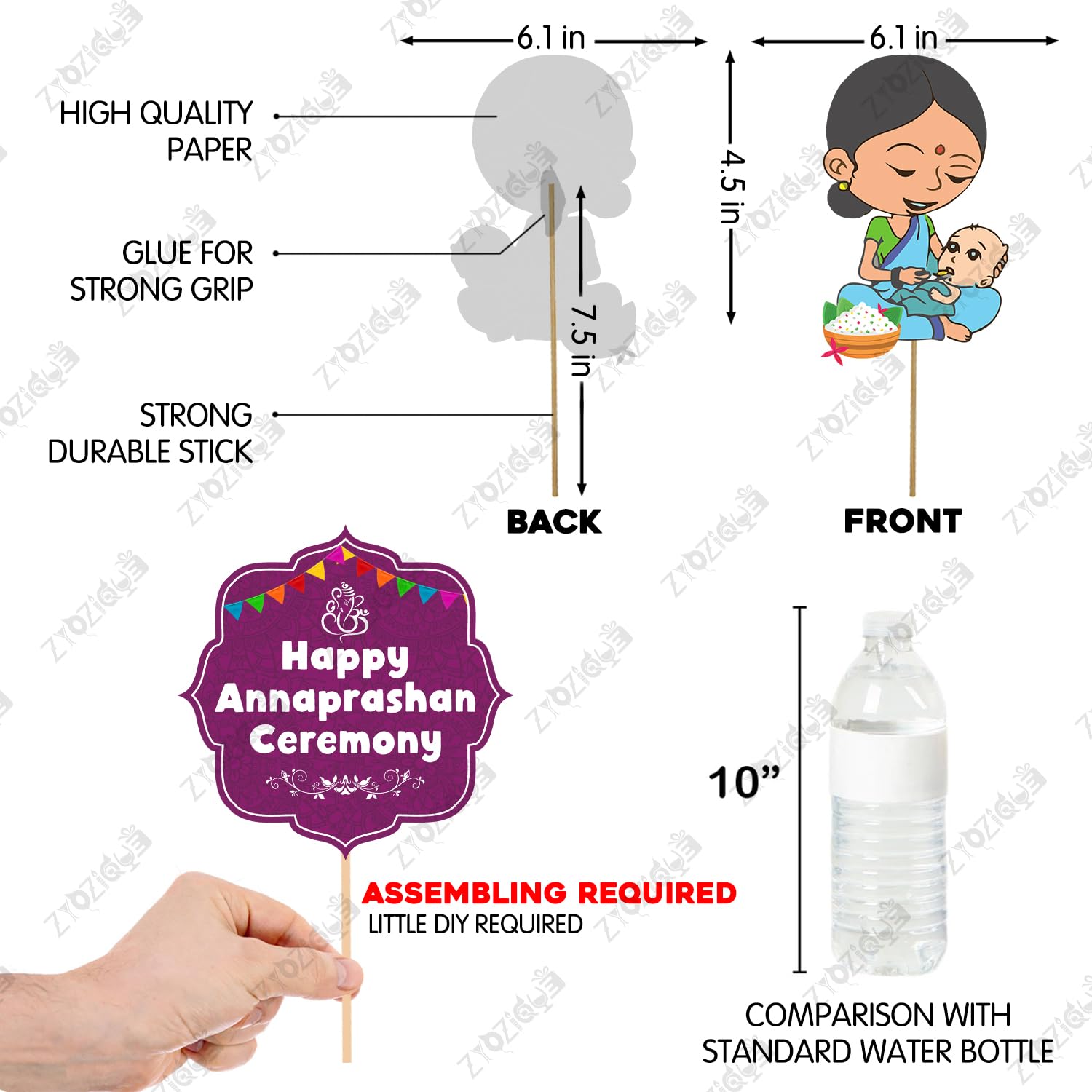 Zyozique  Annaprasanam Photo Booth Props With Annaprasanam Paper Bunting Paper Banner Hindi Font Shubh Annaprashan | Rice Ceremo