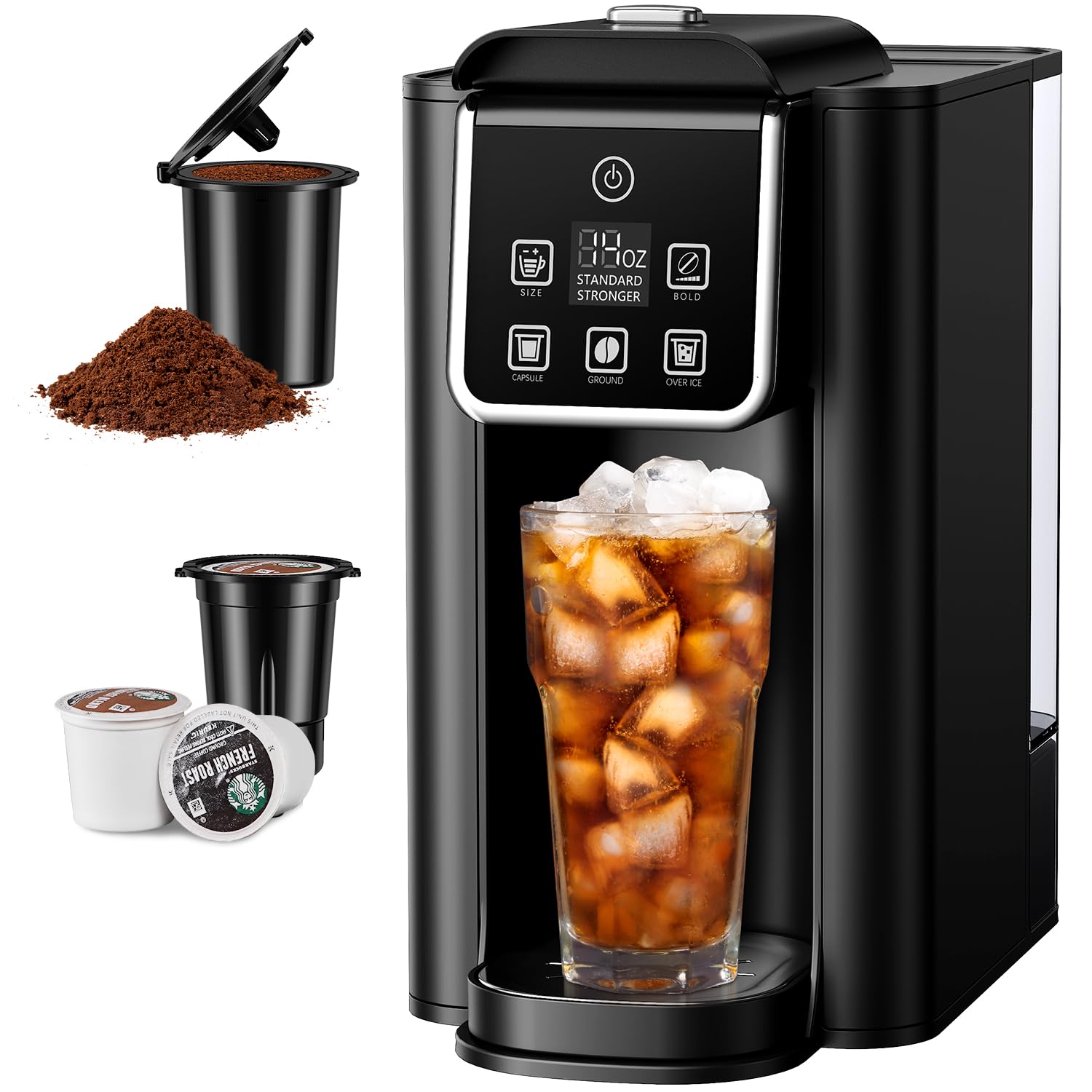 Shardor Single Serve Coffee Maker 2.0, Hot And Iced Coffee Machine For K Cup Pods & Ground Coffee, 6 To 14 Oz Brew Sizes, 50 Oz