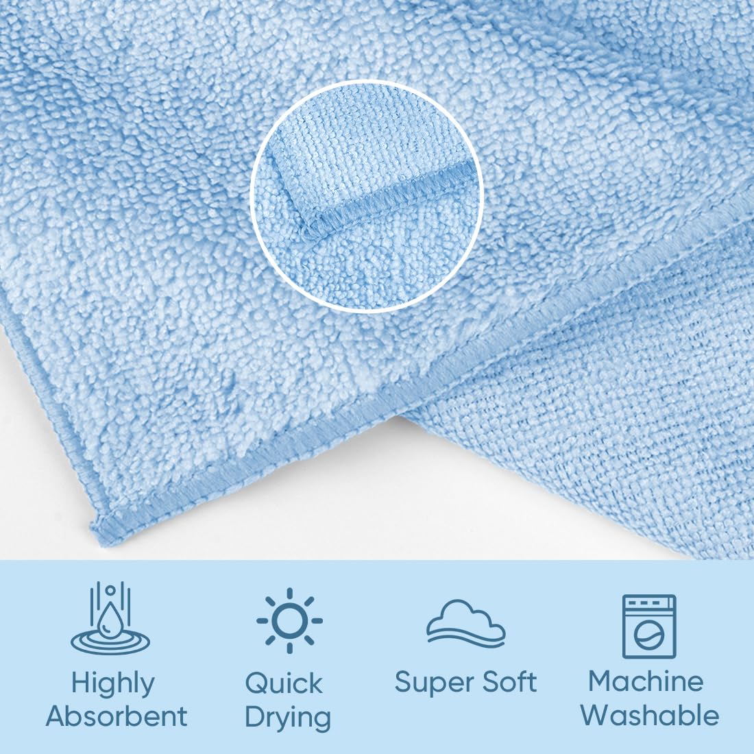 Homexcel Microfiber Washcloths 50 Pack, Highly Absorbent And Soft Face Towel, Multi-Purpose Wash Cloths For Bathroom, Hotel, Spa