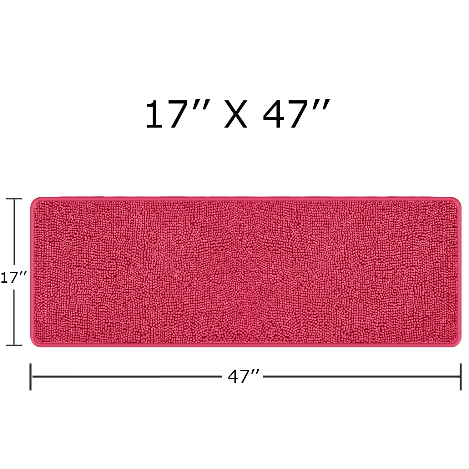Yeaban Hot Pink 47 X 17 Bathroom Rug - Thick Chenille Bath Mats | Absorbent And Washable Bath Rug Non-Slip, Plush And Soft Rugs